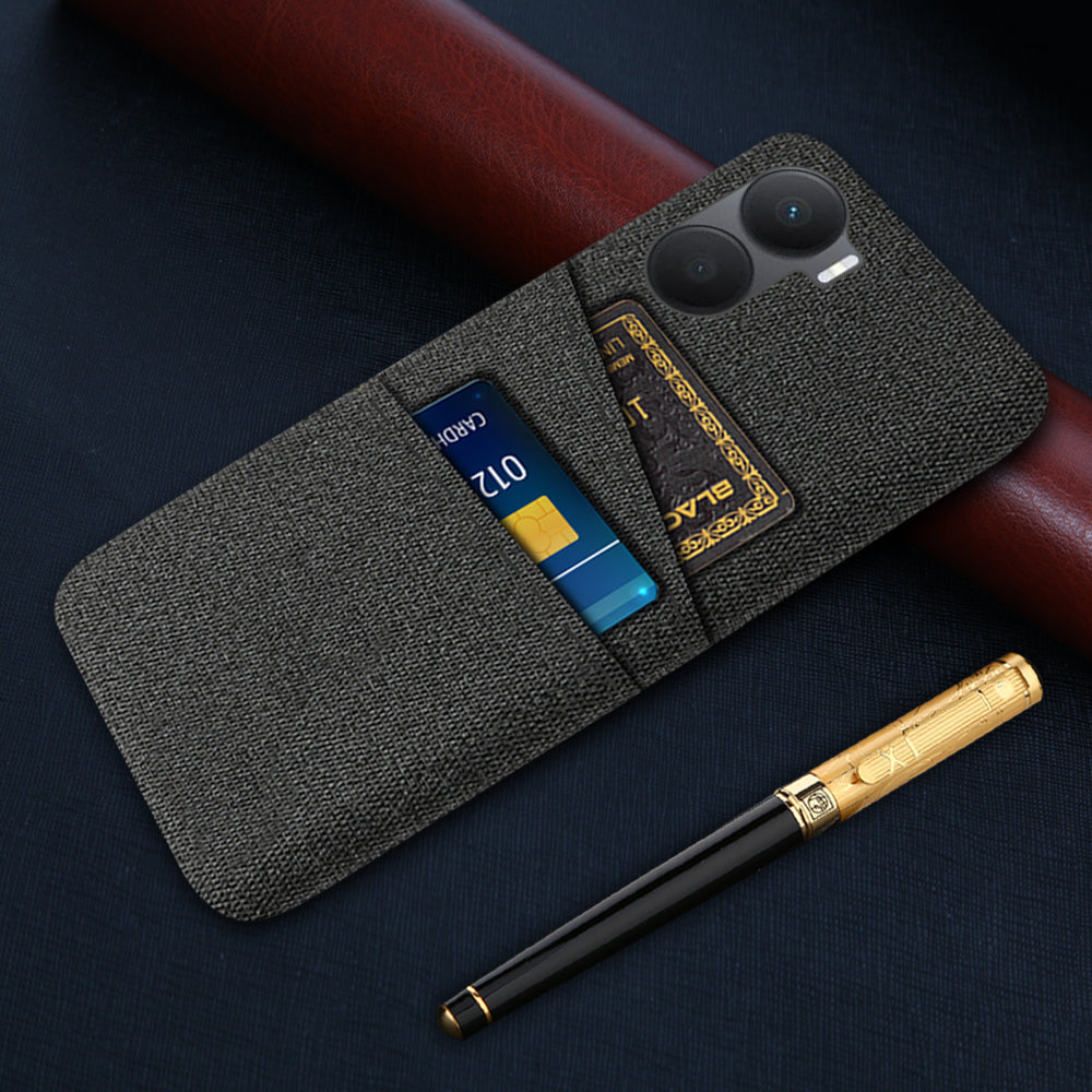 For Honor Play 40 Plus 5G Cloth Texture Phone Case Dual Card Slots Shockproof Hard PC Cover