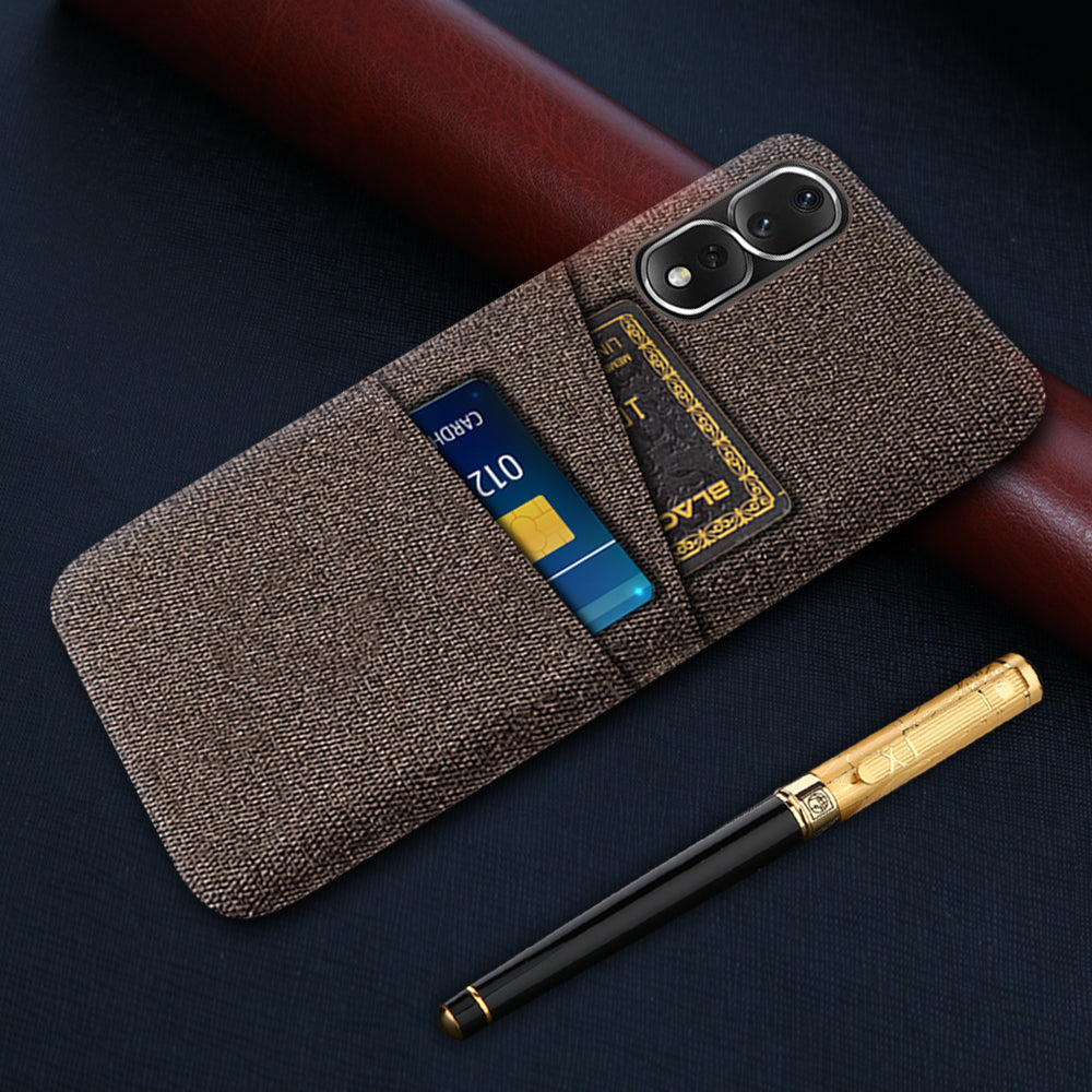 For Honor 80 Pro 5G Cloth Texture Phone Case Dual Card Slots Anti-drop PC Protective Cover