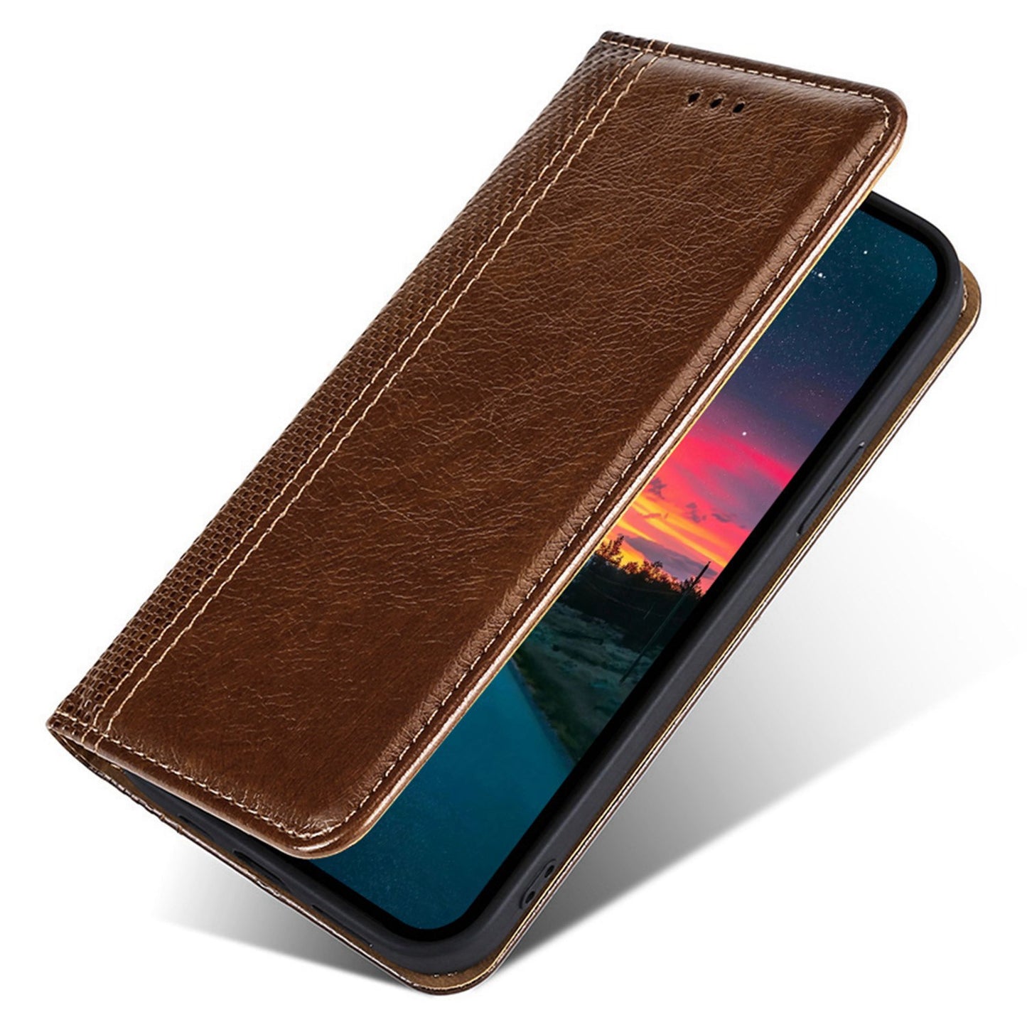 For Realme 10 Pro+ 5G Plaid Pattern PU Leather Card Holder Stand Case Magnetic Auto Closing Protective Phone Cover