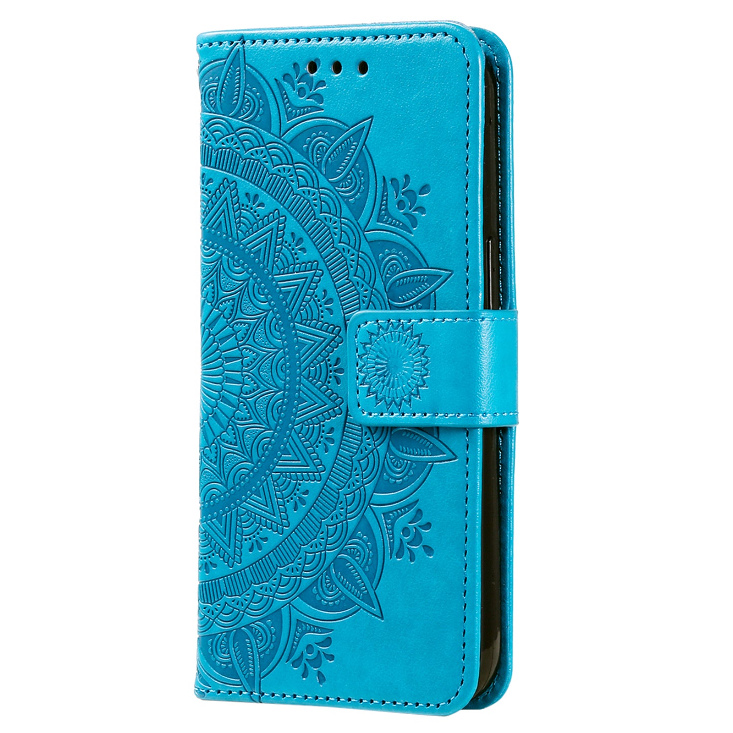 For Huawei nova 10 SE 4G Shockproof Imprinted Mandala Flower Phone Case Anti-drop Wallet Stand Cover with Strap