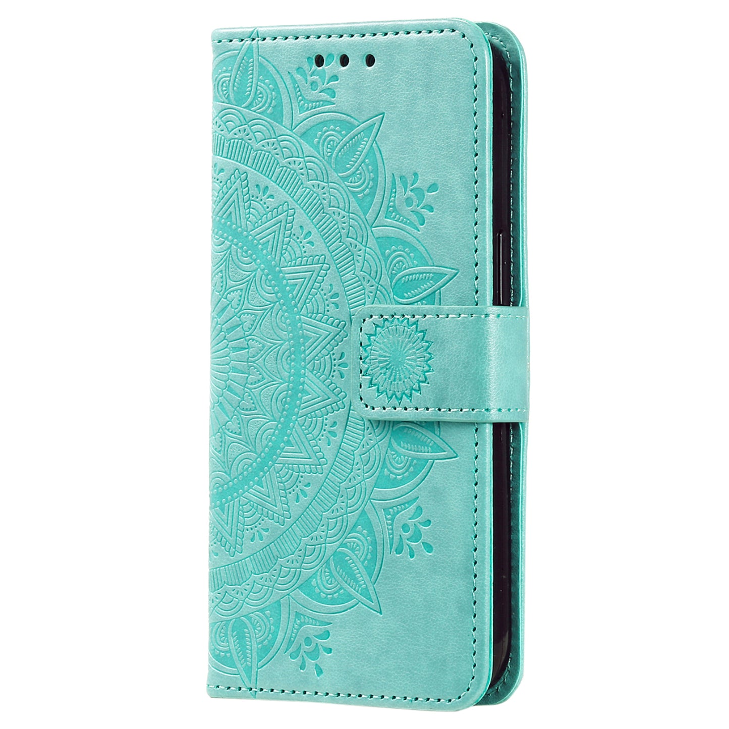 For Huawei nova 10 SE 4G Shockproof Imprinted Mandala Flower Phone Case Anti-drop Wallet Stand Cover with Strap