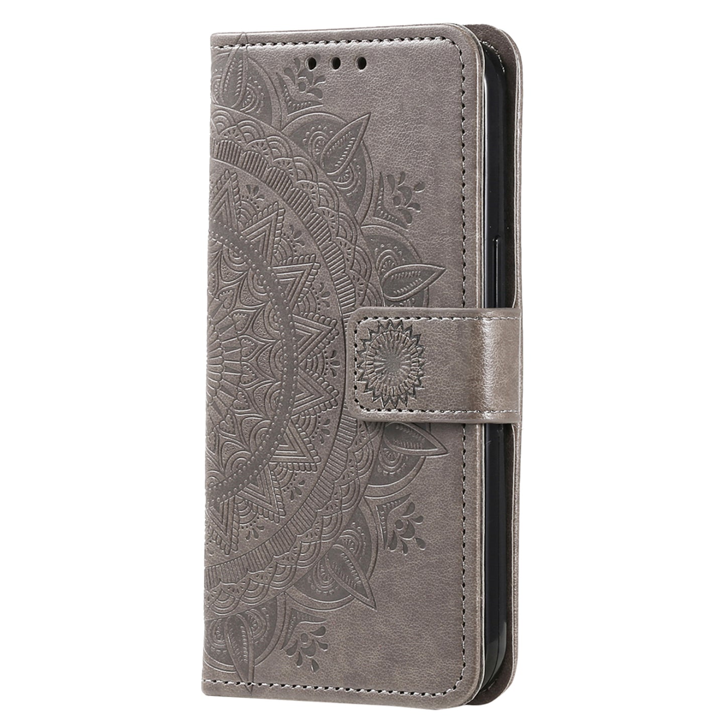 For Huawei nova 10 SE 4G Shockproof Imprinted Mandala Flower Phone Case Anti-drop Wallet Stand Cover with Strap