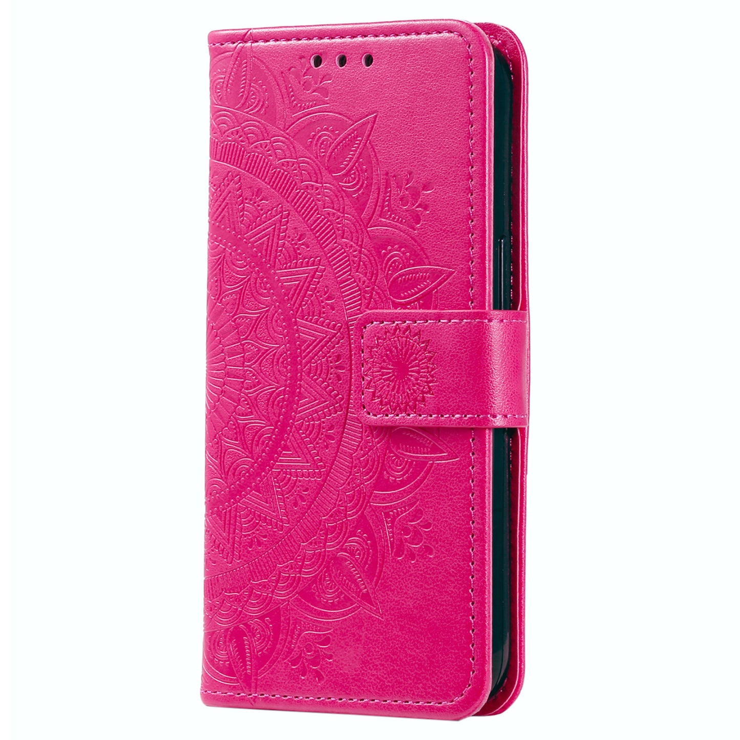 For Huawei nova 10 SE 4G Shockproof Imprinted Mandala Flower Phone Case Anti-drop Wallet Stand Cover with Strap