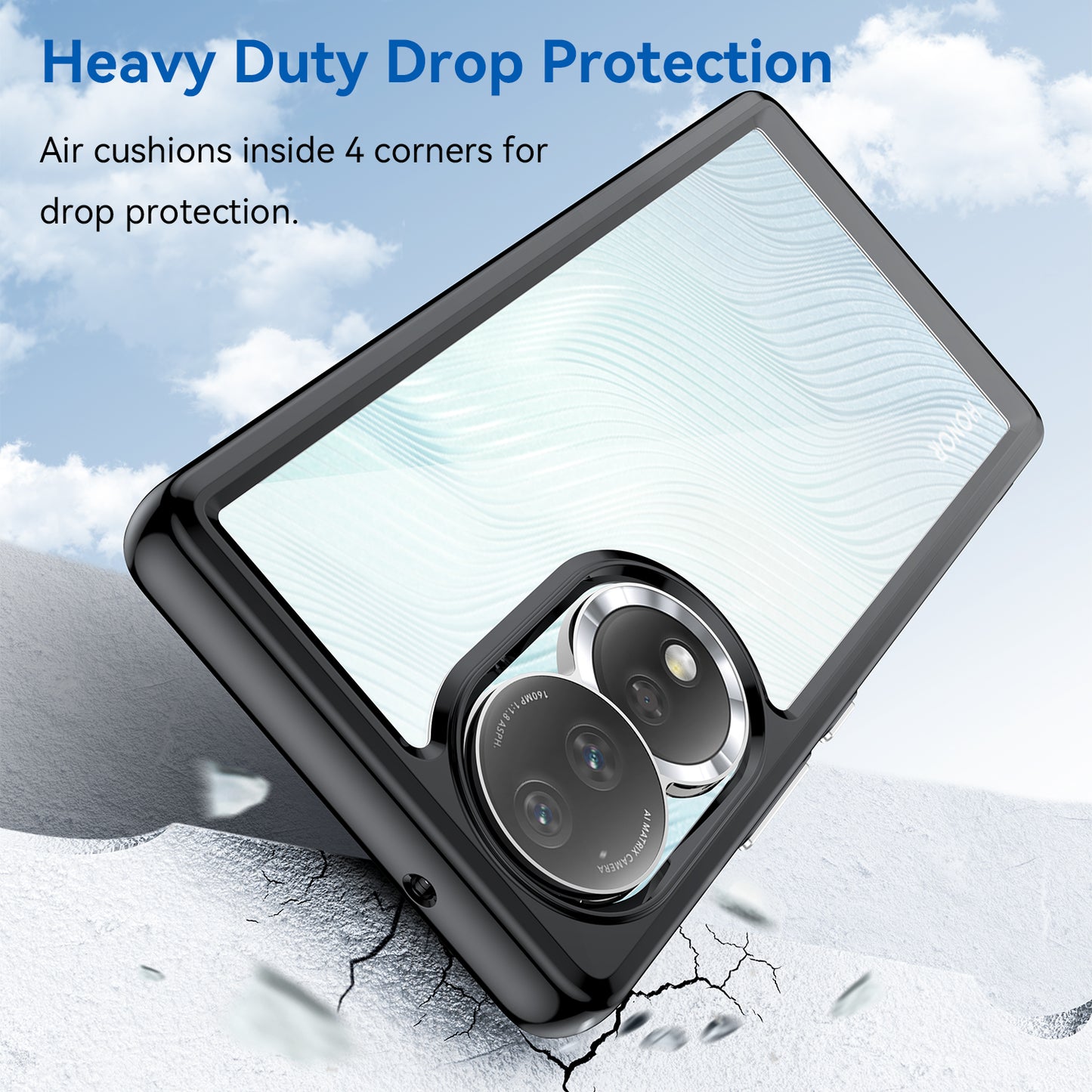 For Honor 80 5G Phone Case, Anti-collision TPU Bumper+Acrylic Back Shell Protective Cover