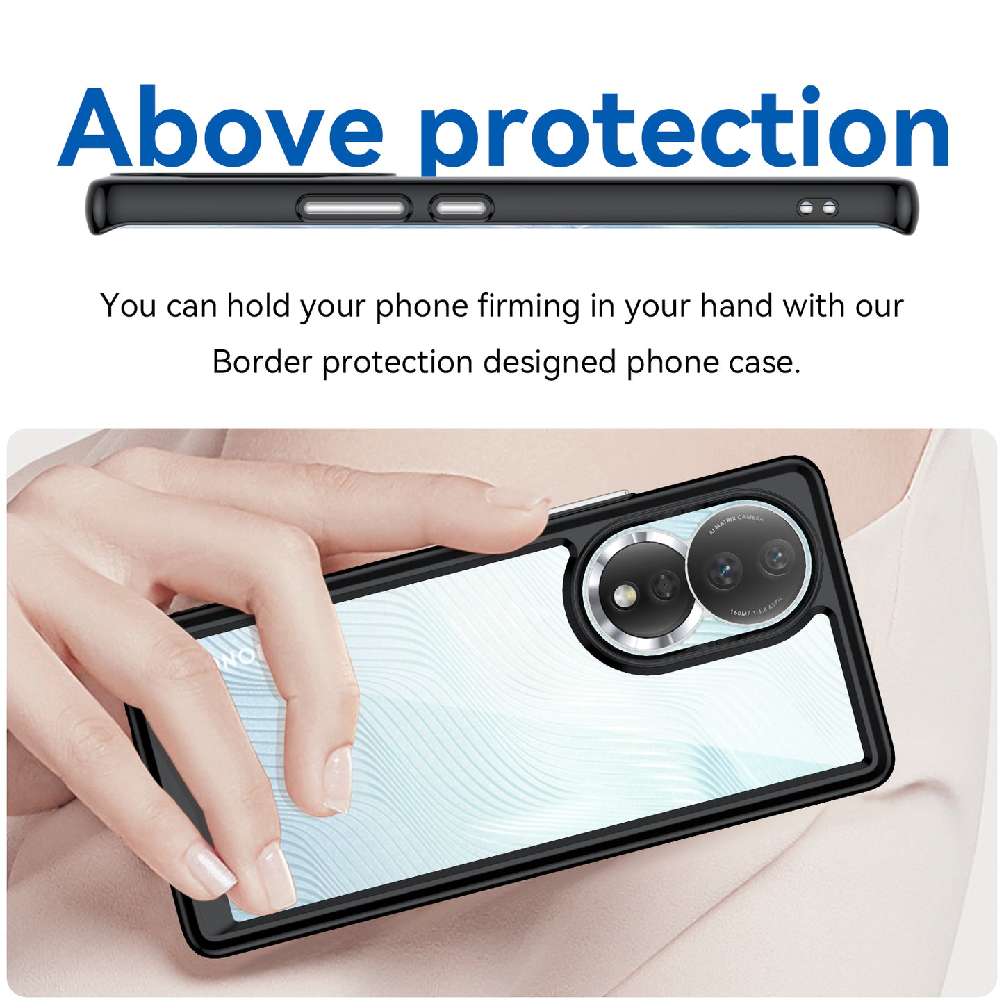 For Honor 80 5G Phone Case, Anti-collision TPU Bumper+Acrylic Back Shell Protective Cover