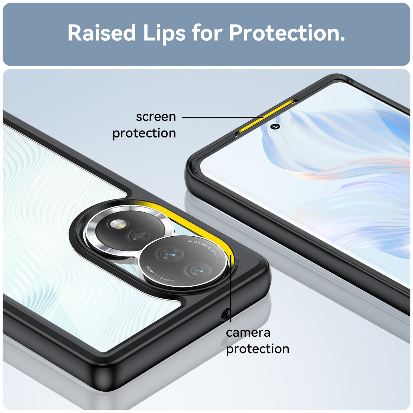 For Honor 80 5G Phone Case, Anti-collision TPU Bumper+Acrylic Back Shell Protective Cover