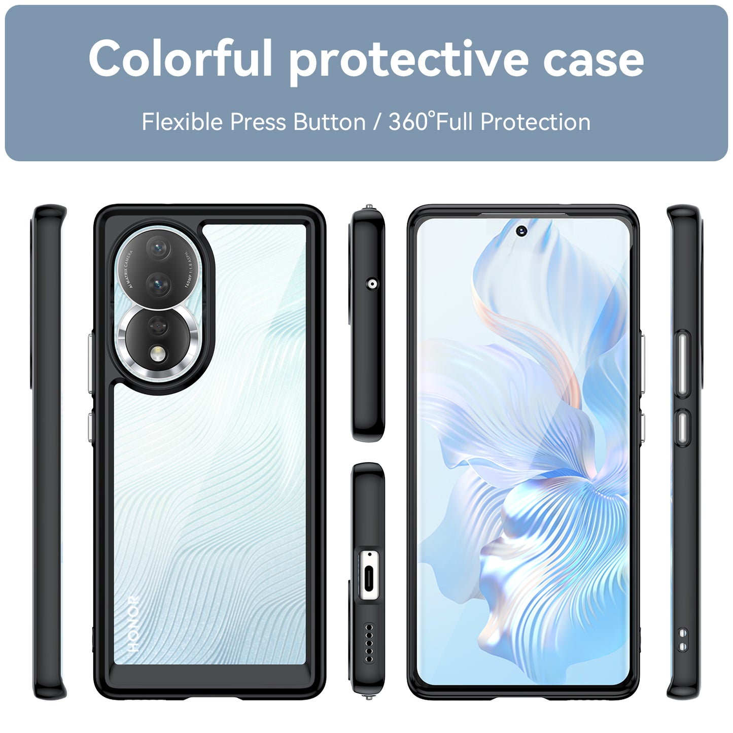 For Honor 80 5G Phone Case, Anti-collision TPU Bumper+Acrylic Back Shell Protective Cover