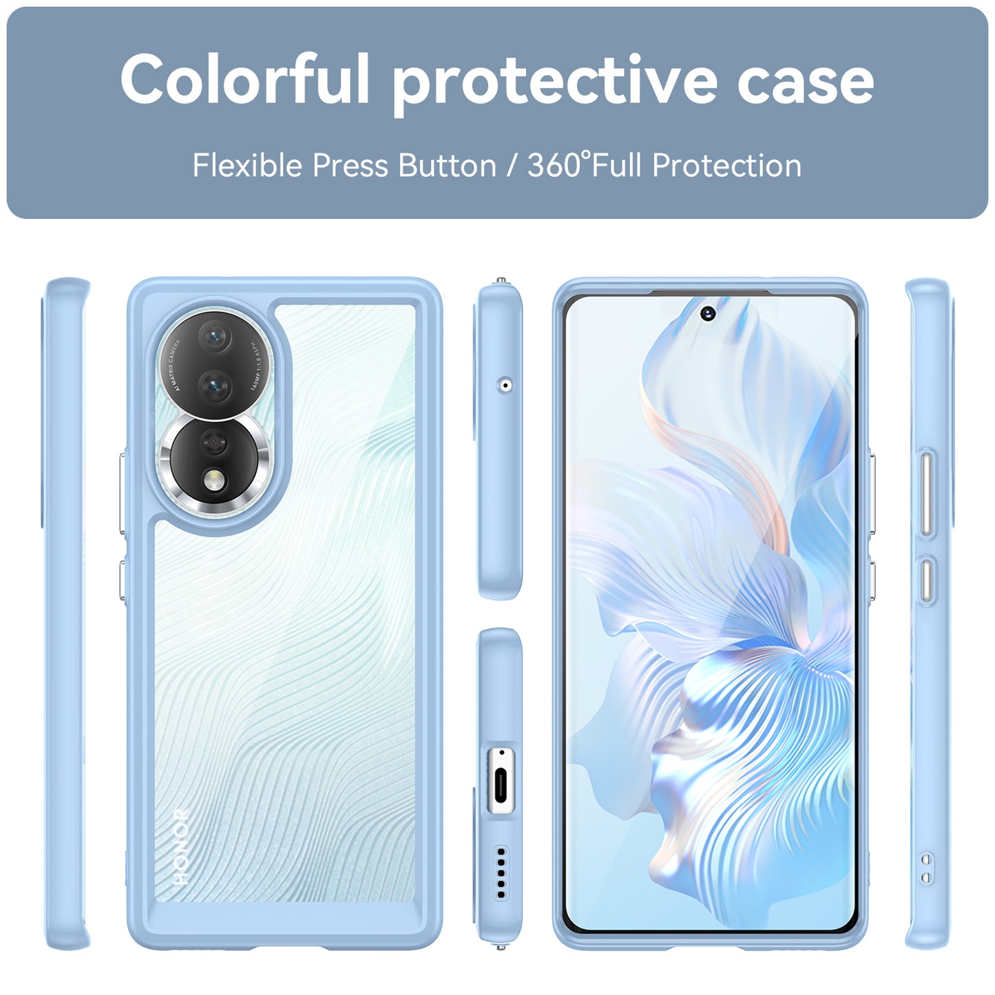For Honor 80 5G Phone Case, Anti-collision TPU Bumper+Acrylic Back Shell Protective Cover