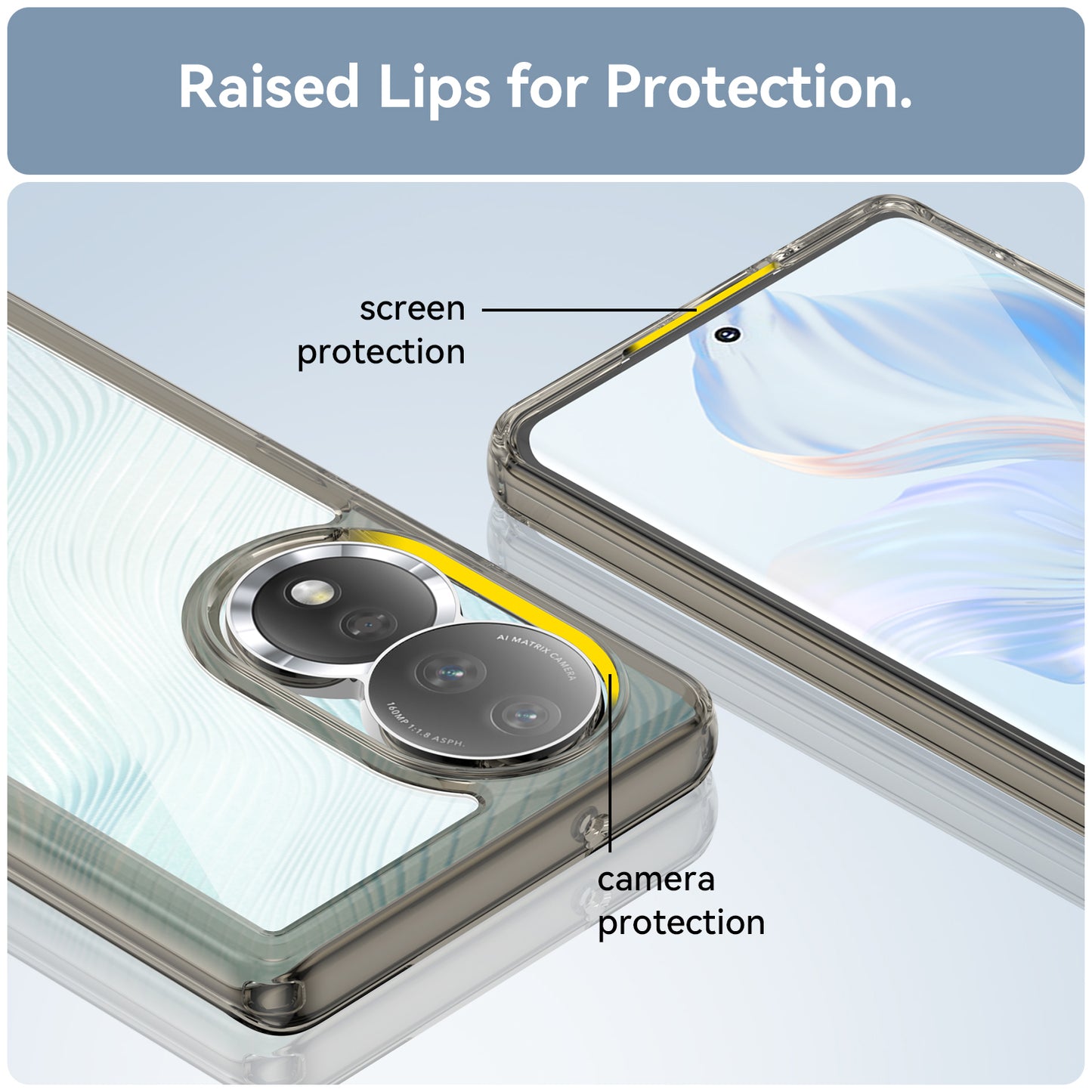 For Honor 80 5G Phone Case, Anti-collision TPU Bumper+Acrylic Back Shell Protective Cover