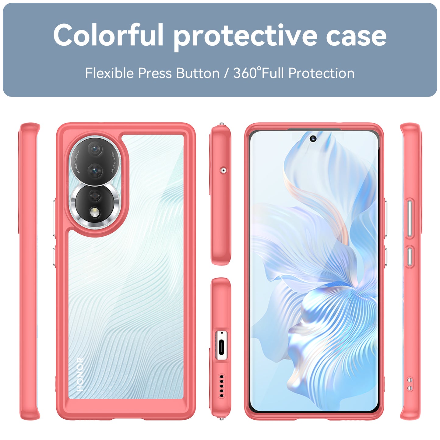 For Honor 80 5G Phone Case, Anti-collision TPU Bumper+Acrylic Back Shell Protective Cover
