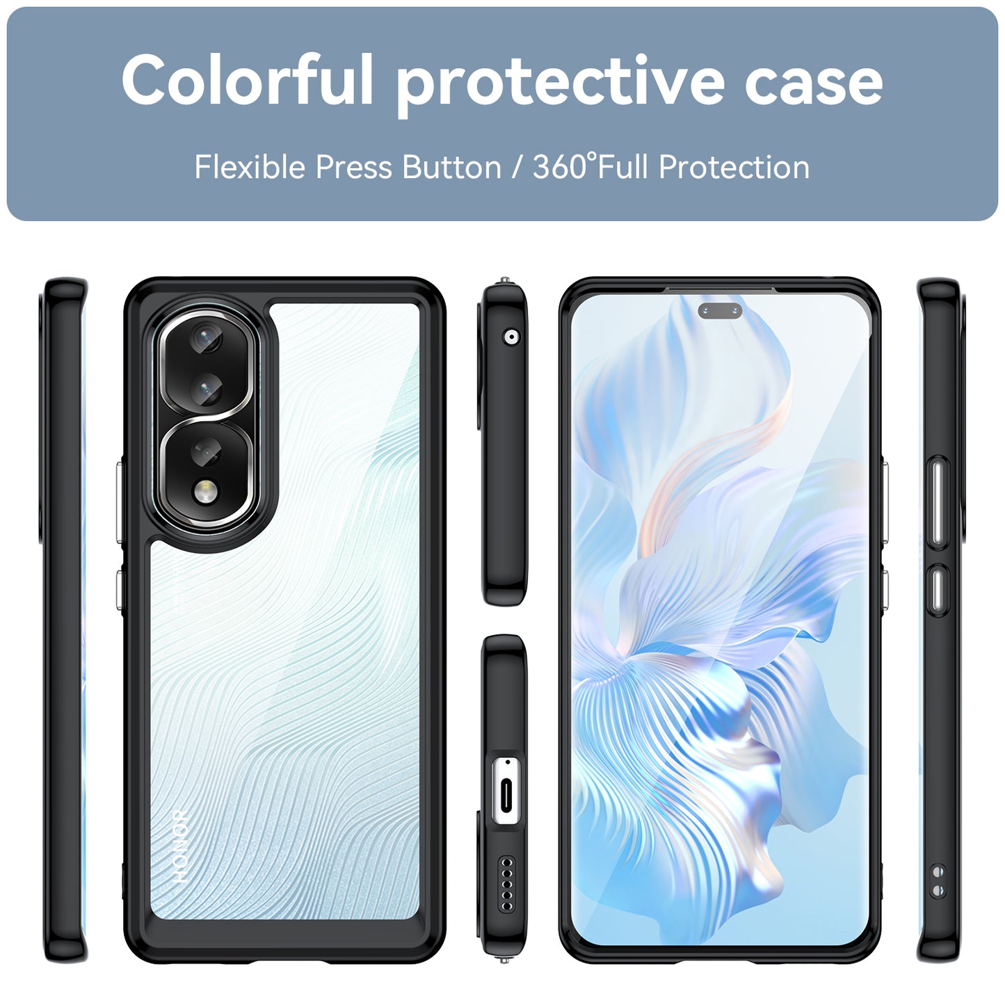 For Honor 80 Pro 5G Phone Case, TPU Bumper+Acrylic Back Shell Anti-fall Protective Cover
