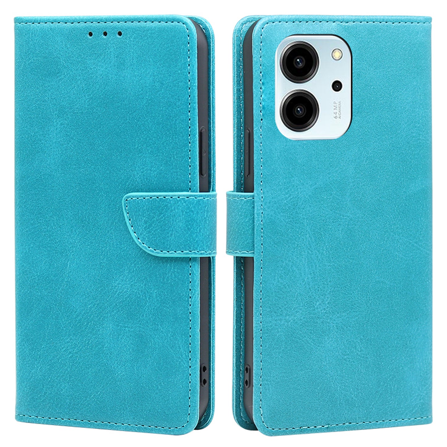 For Honor 80 SE 5G Drop-proof Calf Texture Phone Case PU Leather Flip Wallet Stand Magnetic Closure Cell Phone Cover