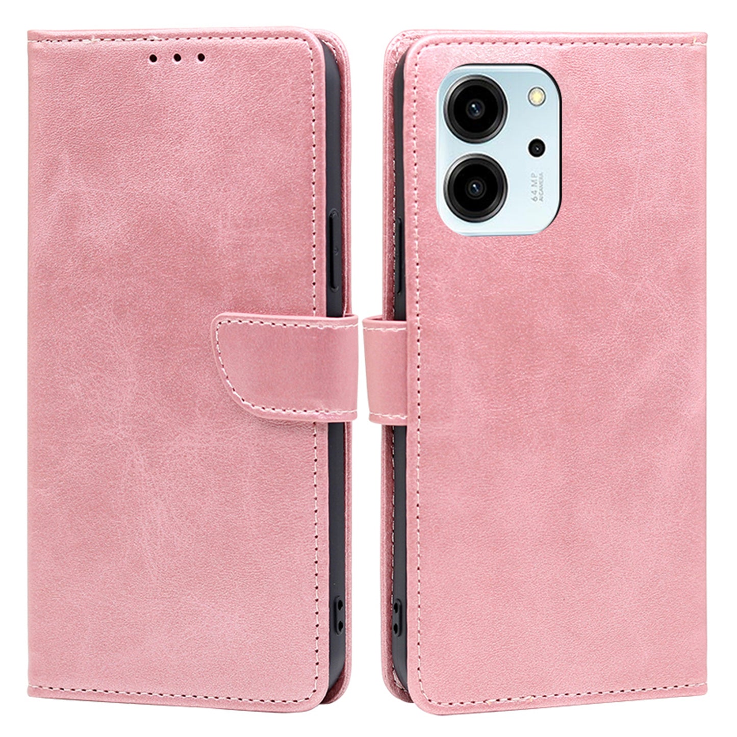 For Honor 80 SE 5G Drop-proof Calf Texture Phone Case PU Leather Flip Wallet Stand Magnetic Closure Cell Phone Cover