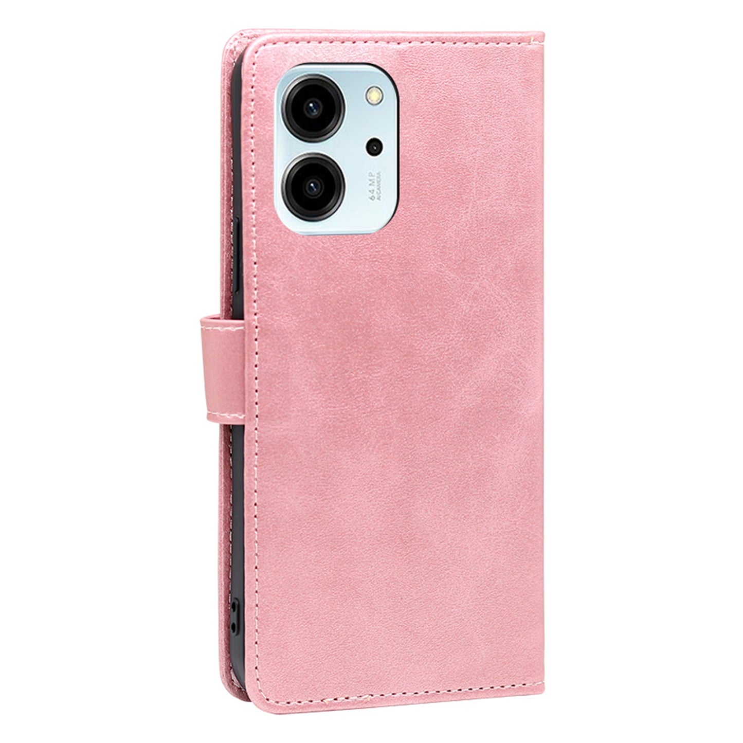 For Honor 80 SE 5G Drop-proof Calf Texture Phone Case PU Leather Flip Wallet Stand Magnetic Closure Cell Phone Cover