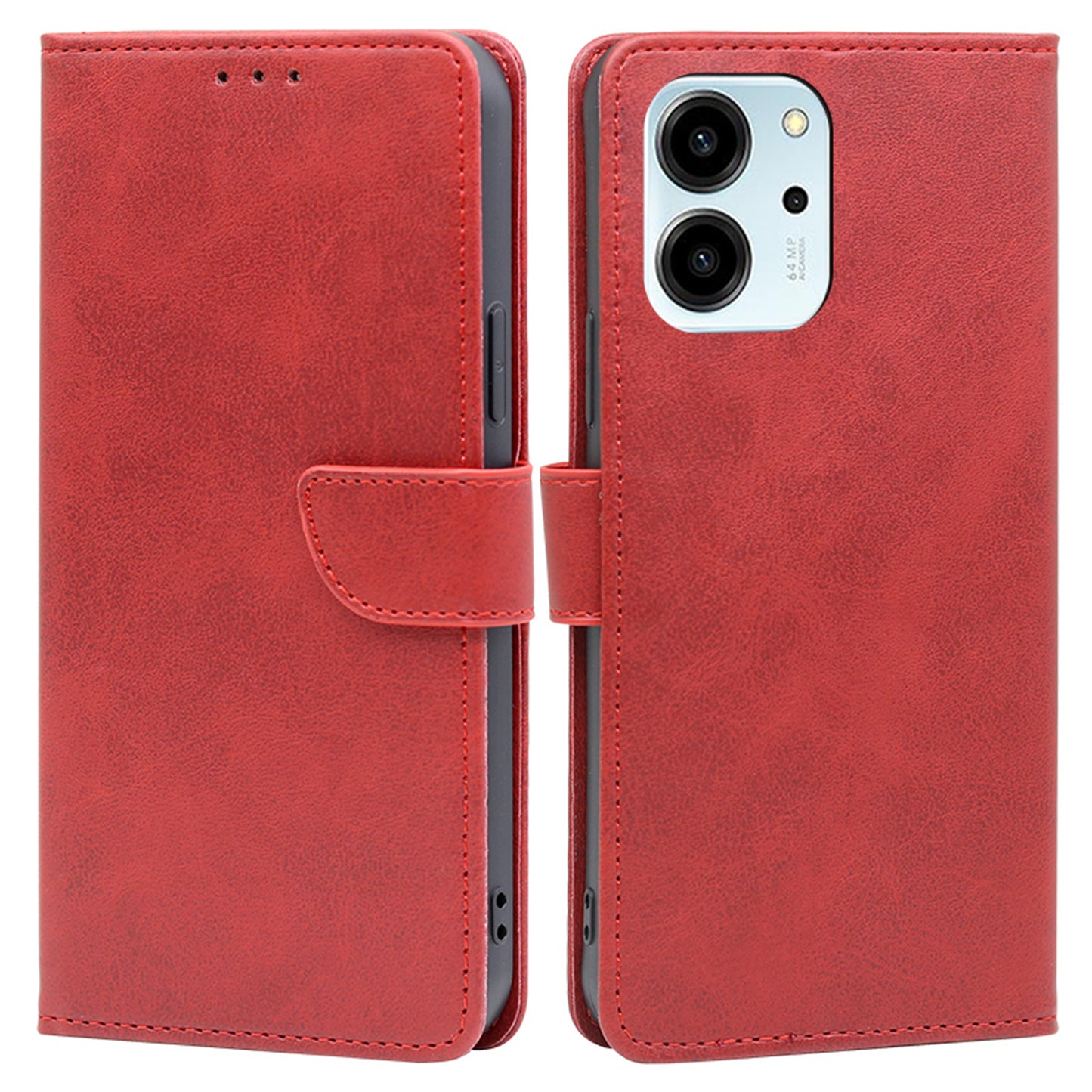 For Honor 80 SE 5G Drop-proof Calf Texture Phone Case PU Leather Flip Wallet Stand Magnetic Closure Cell Phone Cover