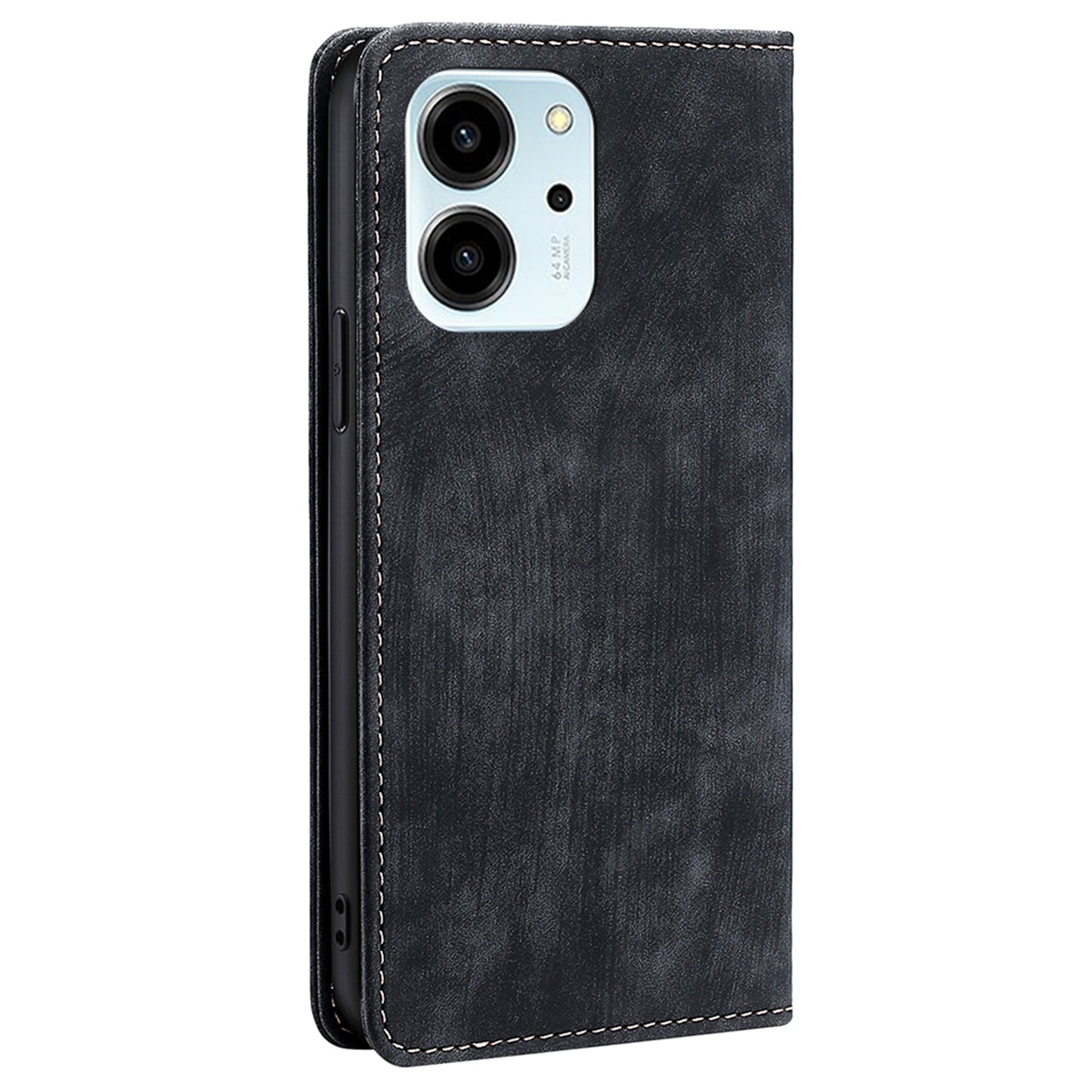 For Honor 80 SE 5G Textured Anti-Drop PU Leather Mobile Phone Case Stand RFID Blocking Wallet Magnetic Phone Flip Cover