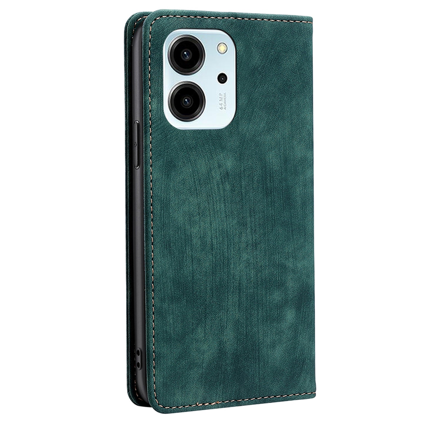 For Honor 80 SE 5G Textured Anti-Drop PU Leather Mobile Phone Case Stand RFID Blocking Wallet Magnetic Phone Flip Cover