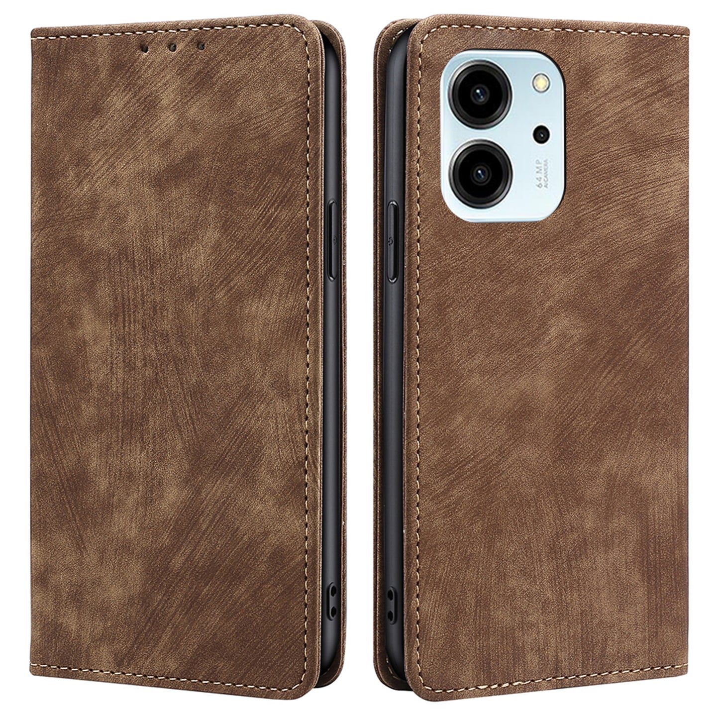 For Honor 80 SE 5G Textured Anti-Drop PU Leather Mobile Phone Case Stand RFID Blocking Wallet Magnetic Phone Flip Cover