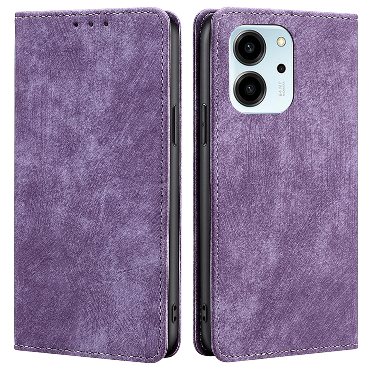 For Honor 80 SE 5G Textured Anti-Drop PU Leather Mobile Phone Case Stand RFID Blocking Wallet Magnetic Phone Flip Cover
