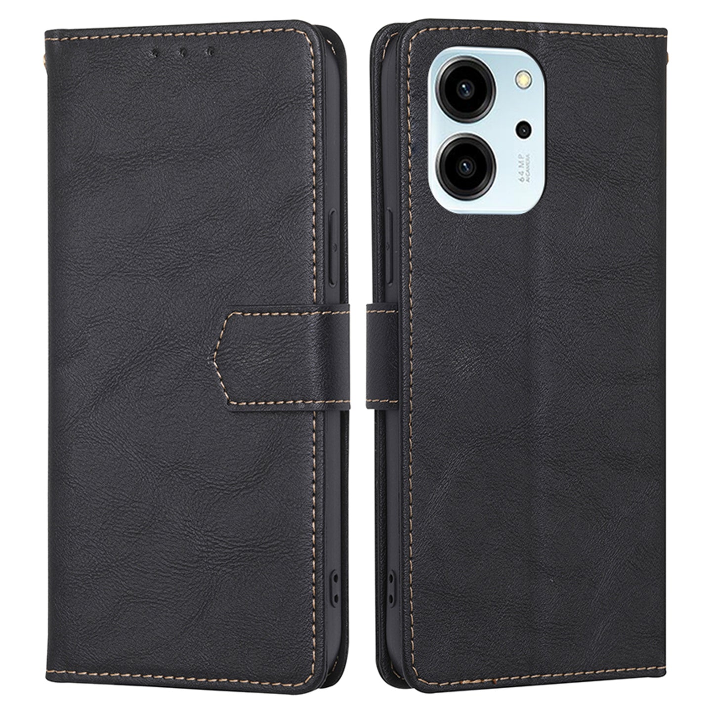 For Honor 80 SE 5G RFID Blocking Phone Cover Cowhide Texture PU Leather Stand Wallet Shockproof Phone Case