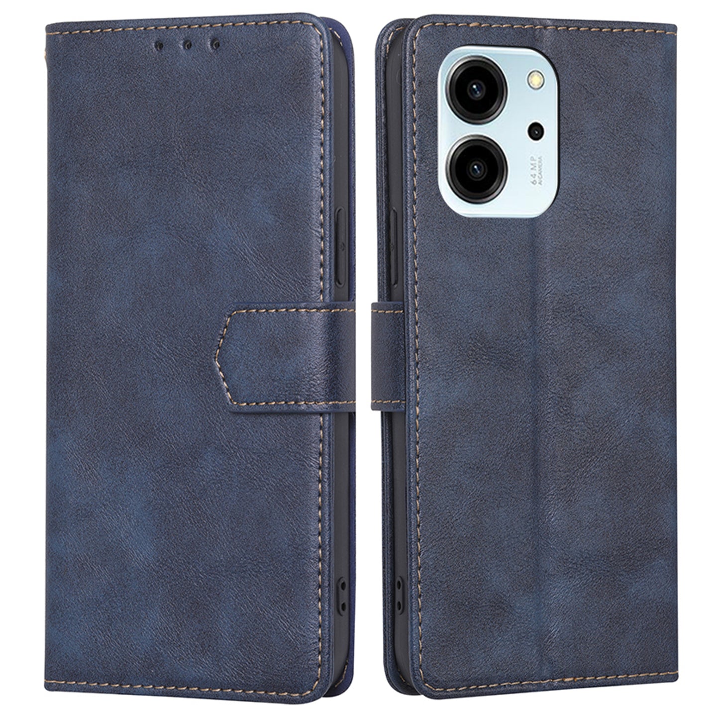 For Honor 80 SE 5G RFID Blocking Phone Cover Cowhide Texture PU Leather Stand Wallet Shockproof Phone Case
