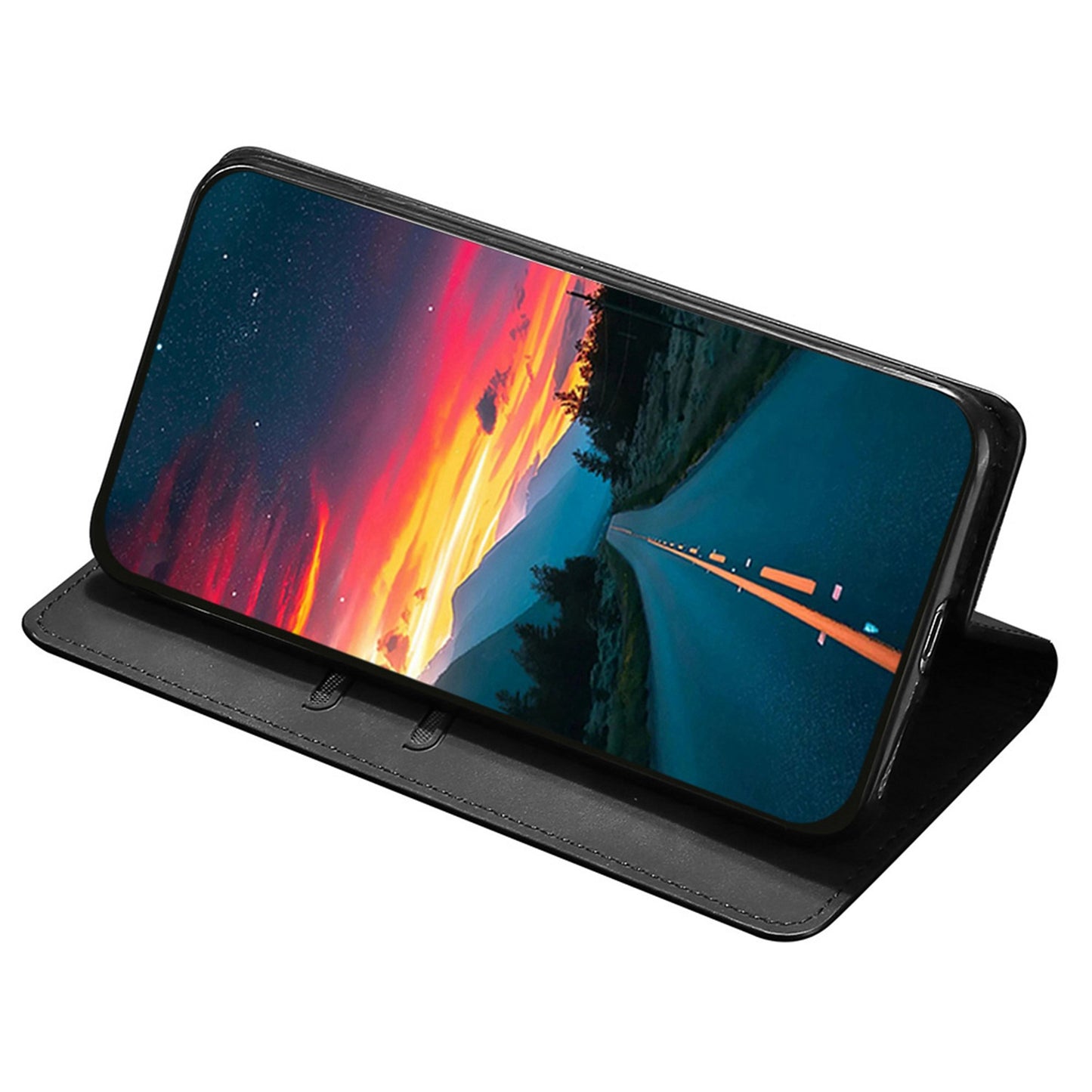 For Honor 80 SE 5G Card Slot Stand Phone Case Anti-Scratch PU Leather Skin-touch Feeling Magnetic Absorption Phone Shell