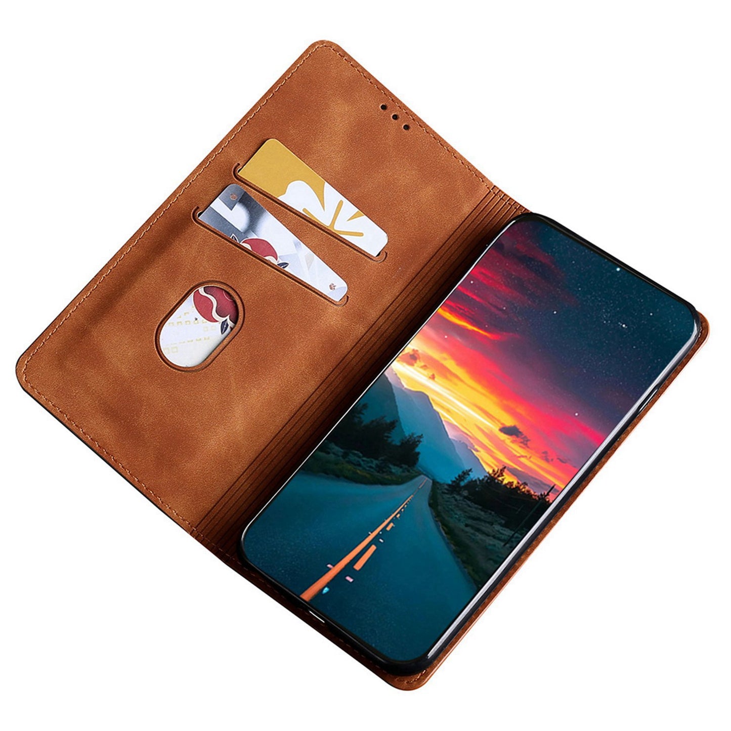 For Honor 80 SE 5G Card Slot Stand Phone Case Anti-Scratch PU Leather Skin-touch Feeling Magnetic Absorption Phone Shell