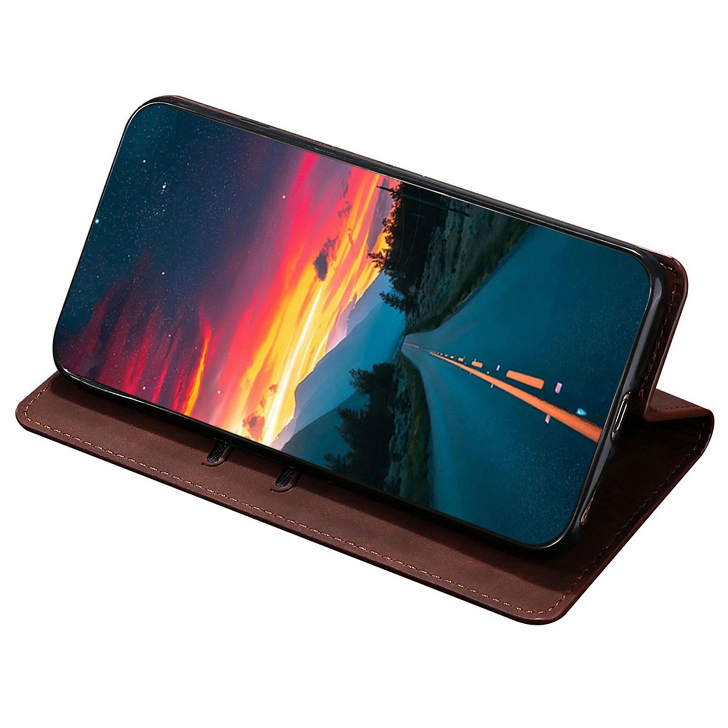 For Honor 80 SE 5G Card Slot Stand Phone Case Anti-Scratch PU Leather Skin-touch Feeling Magnetic Absorption Phone Shell