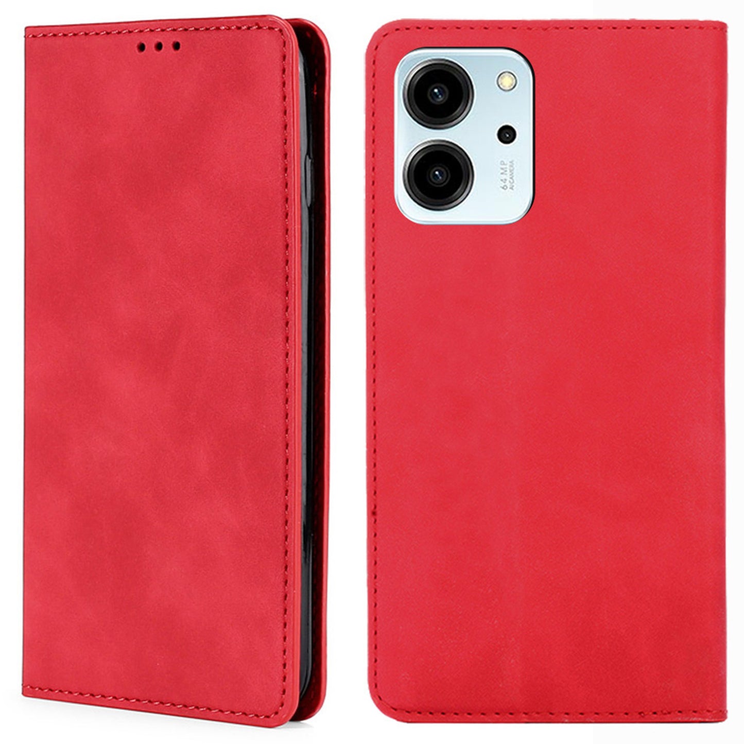 For Honor 80 SE 5G Card Slot Stand Phone Case Anti-Scratch PU Leather Skin-touch Feeling Magnetic Absorption Phone Shell