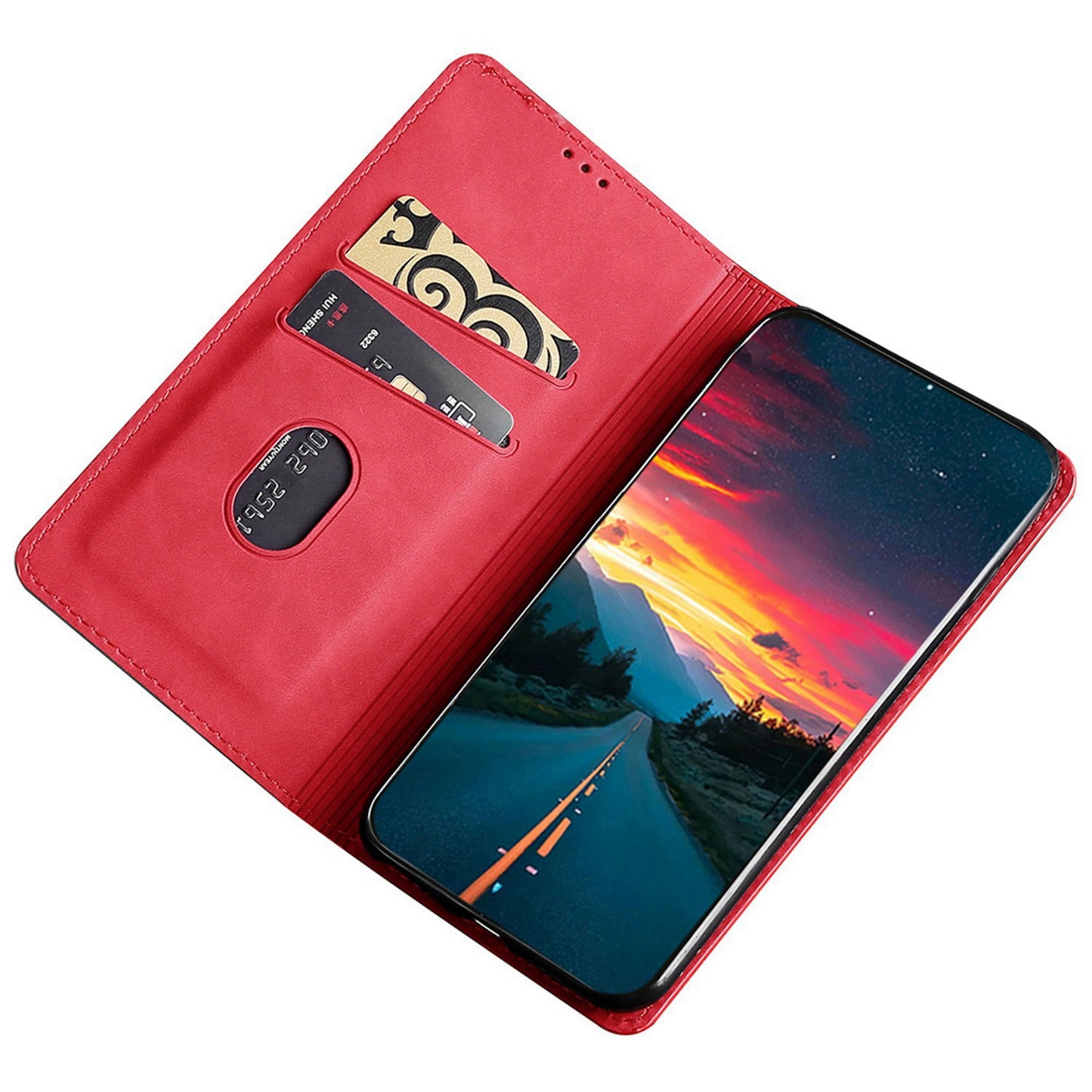 For Honor 80 SE 5G Card Slot Stand Phone Case Anti-Scratch PU Leather Skin-touch Feeling Magnetic Absorption Phone Shell