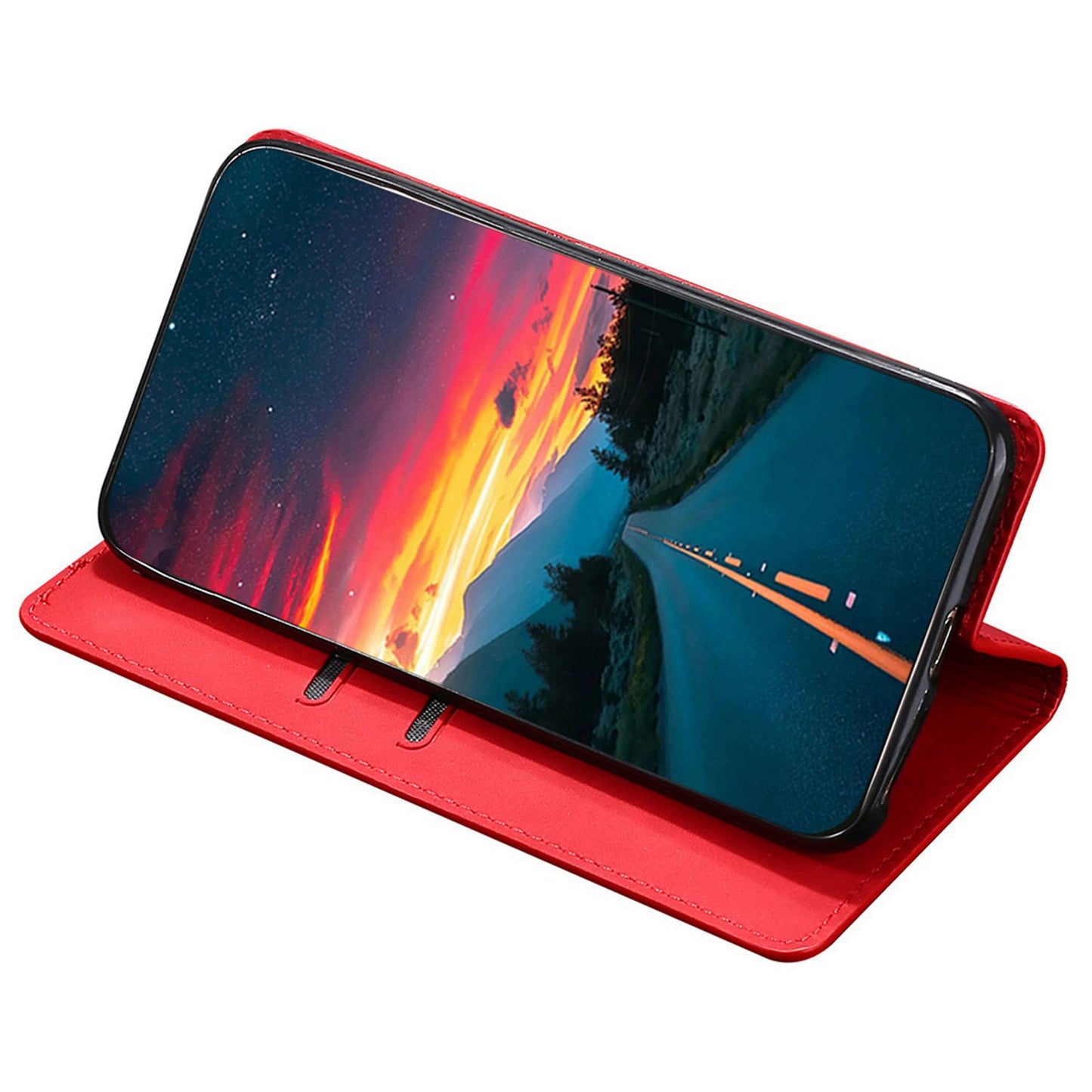 For Honor 80 SE 5G Card Slot Stand Phone Case Anti-Scratch PU Leather Skin-touch Feeling Magnetic Absorption Phone Shell