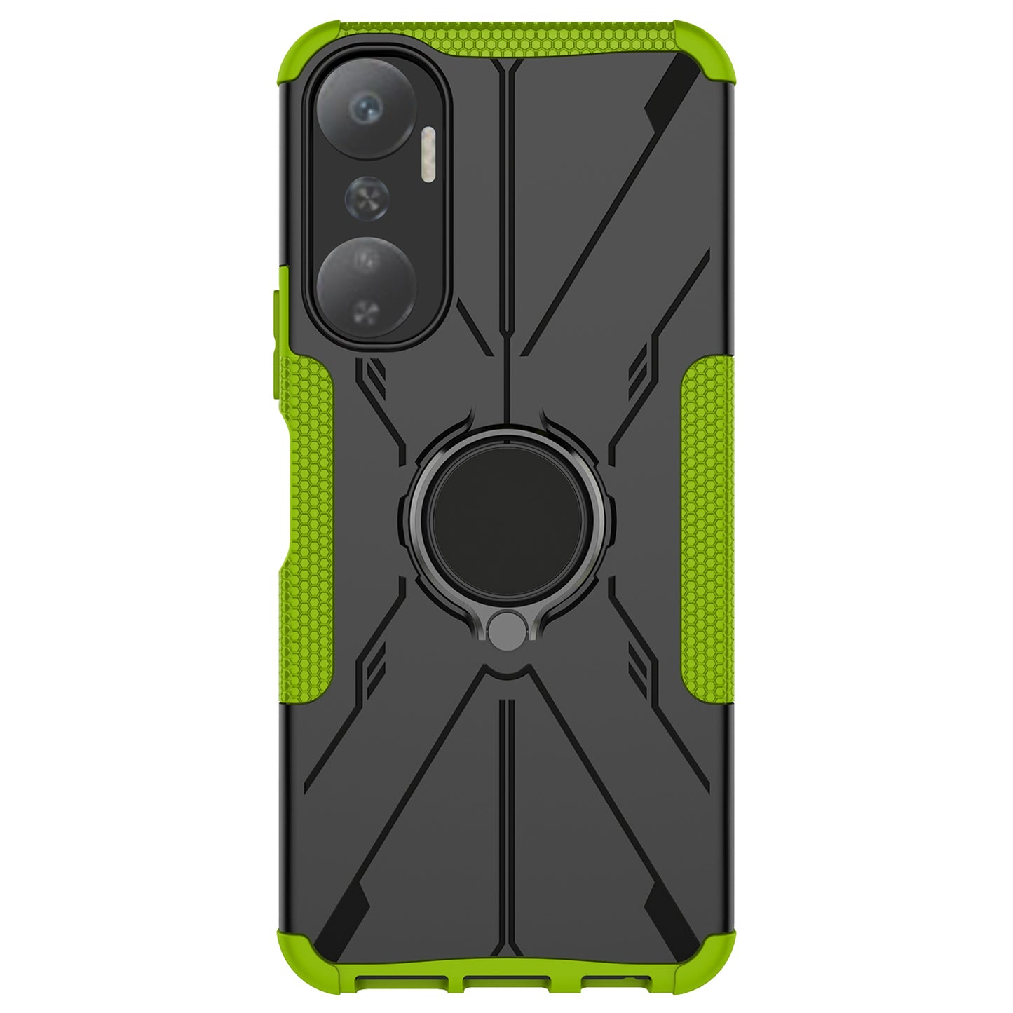 For Infinix Hot 20 4G Ring Holder Kickstand Phone Case Hard PC Soft TPU Shockproof Protective Cover