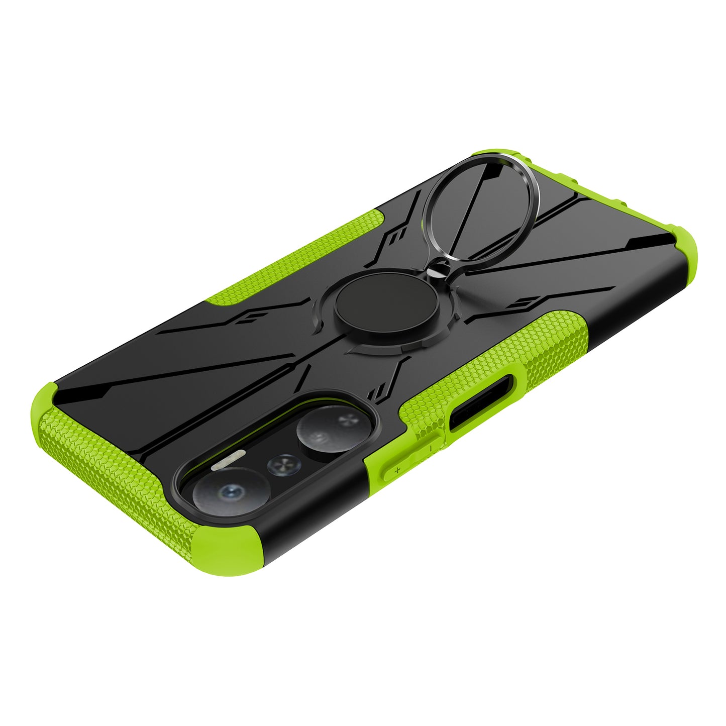 For Infinix Hot 20 4G Ring Holder Kickstand Phone Case Hard PC Soft TPU Shockproof Protective Cover