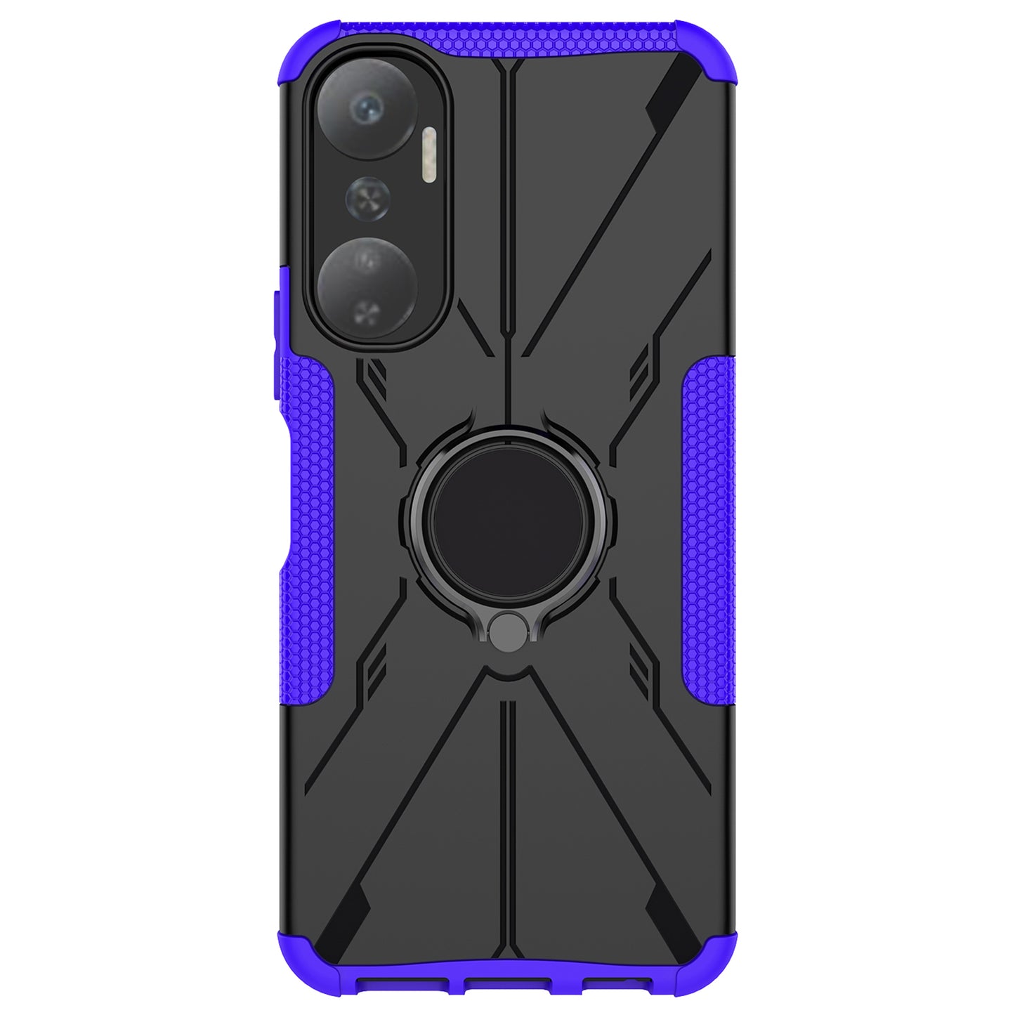 For Infinix Hot 20 4G Ring Holder Kickstand Phone Case Hard PC Soft TPU Shockproof Protective Cover
