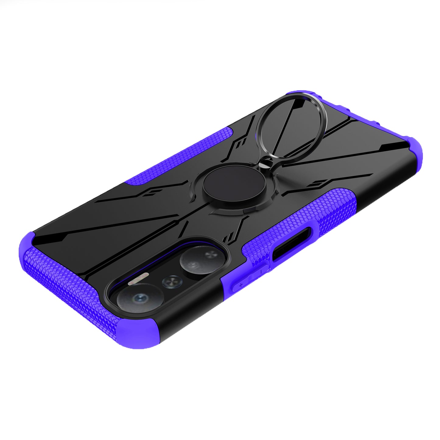 For Infinix Hot 20 4G Ring Holder Kickstand Phone Case Hard PC Soft TPU Shockproof Protective Cover