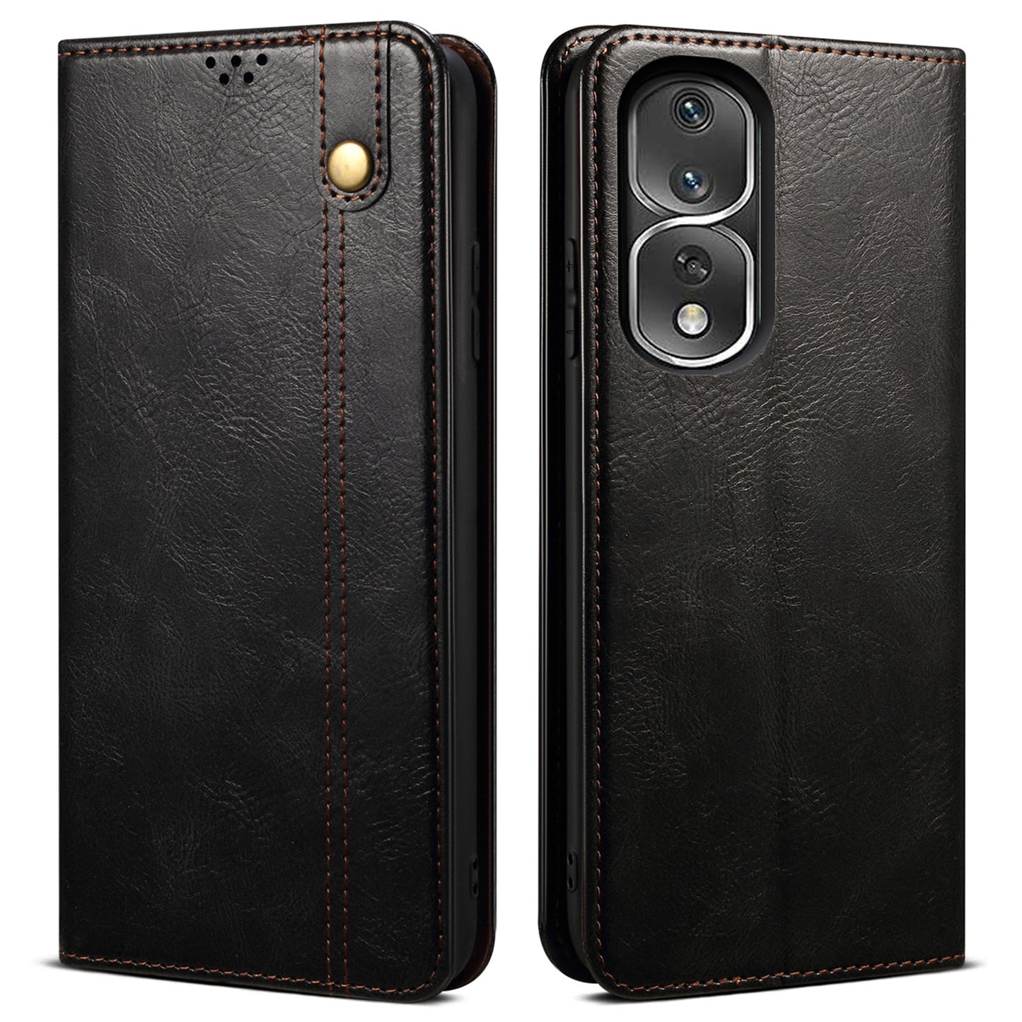For Honor 80 Pro 5G Waxy Crazy Horse Texture PU Leather Shockproof Phone Case with Stand Wallet