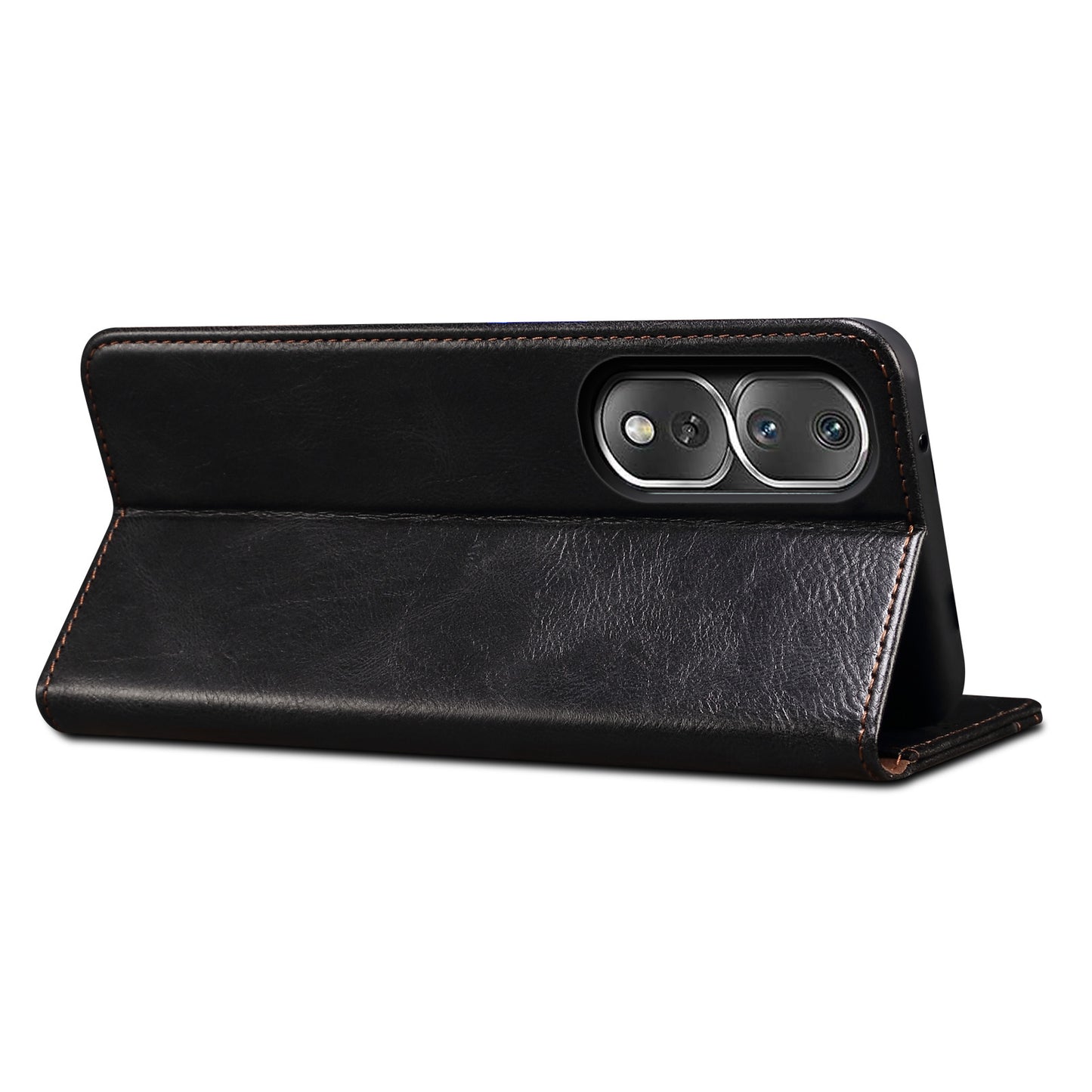 For Honor 80 Pro 5G Waxy Crazy Horse Texture PU Leather Shockproof Phone Case with Stand Wallet