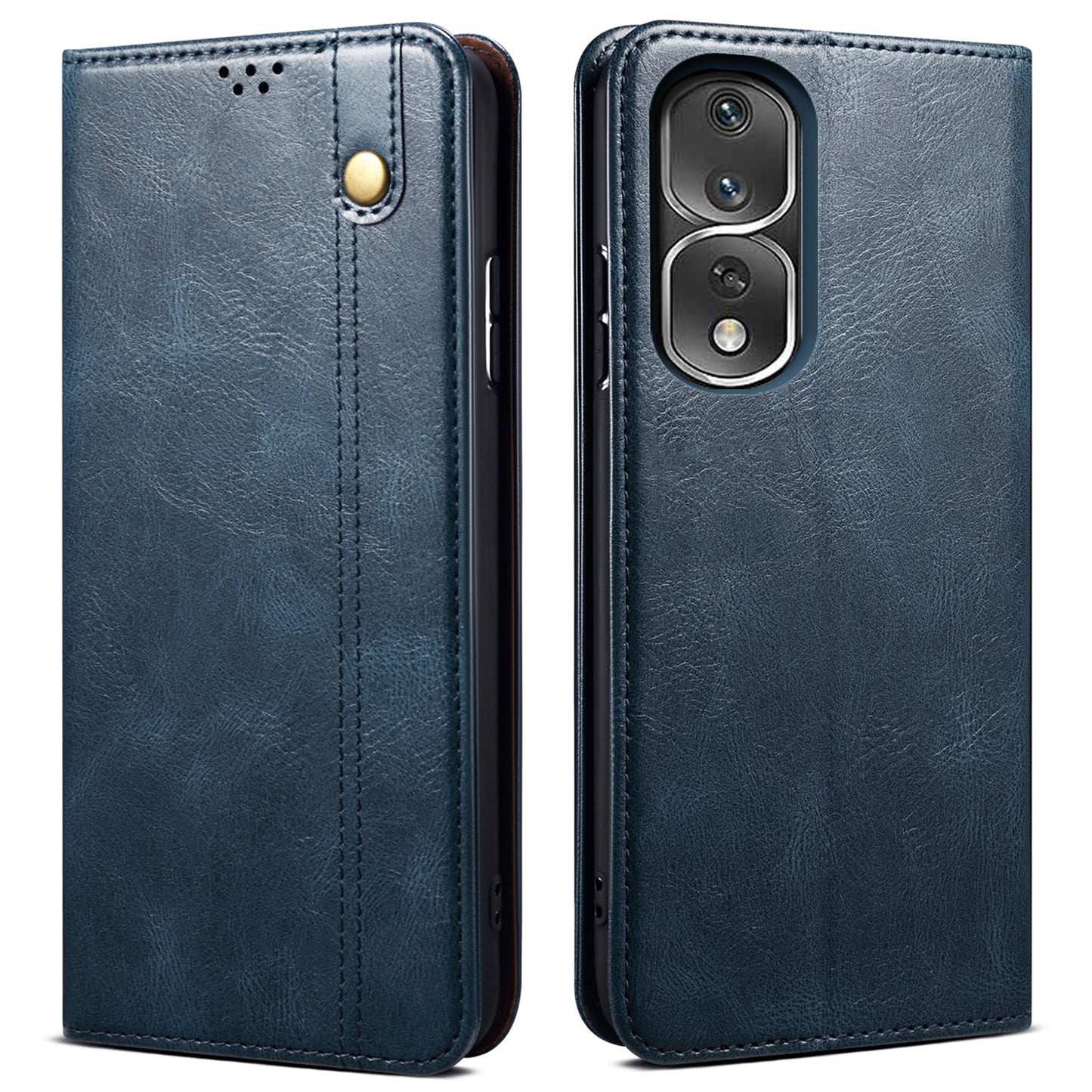 For Honor 80 Pro 5G Waxy Crazy Horse Texture PU Leather Shockproof Phone Case with Stand Wallet