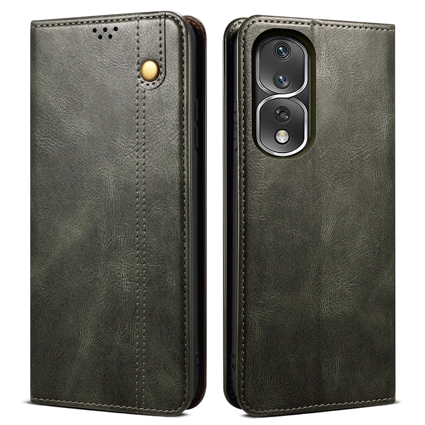 For Honor 80 Pro 5G Waxy Crazy Horse Texture PU Leather Shockproof Phone Case with Stand Wallet