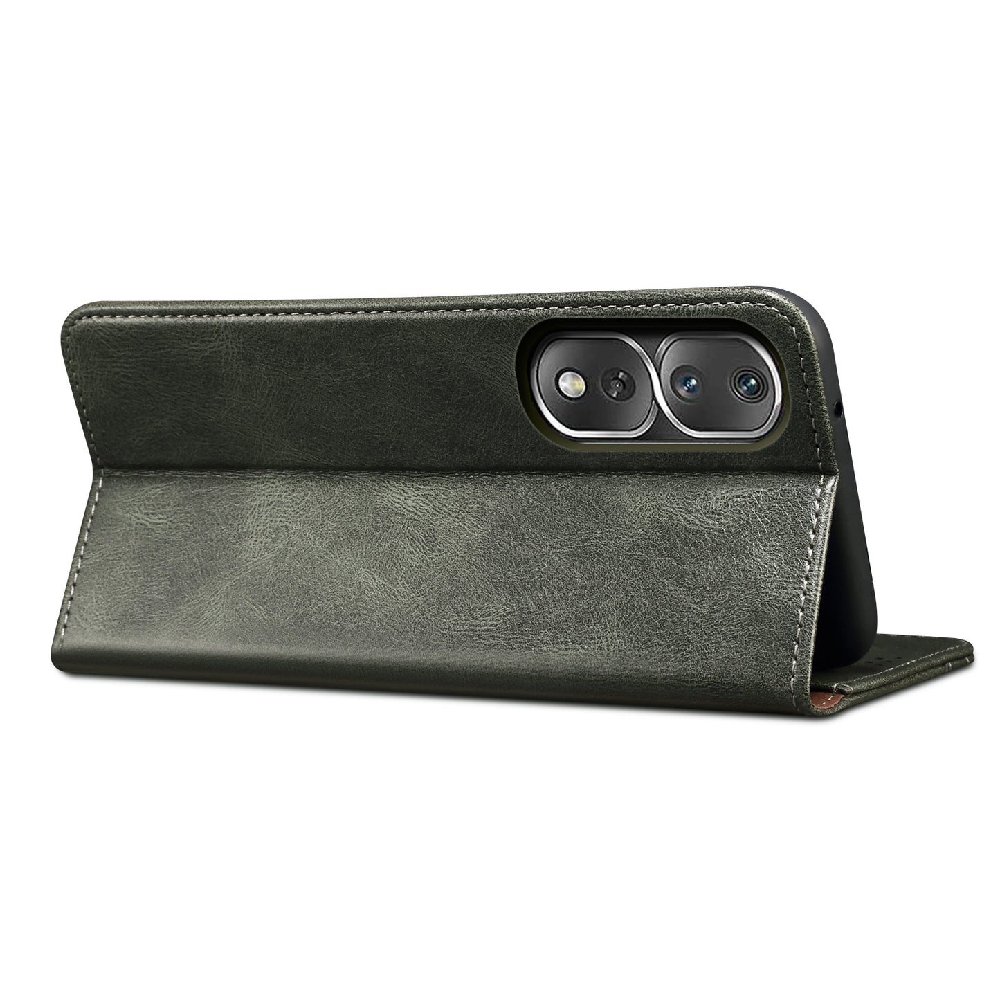 For Honor 80 Pro 5G Waxy Crazy Horse Texture PU Leather Shockproof Phone Case with Stand Wallet