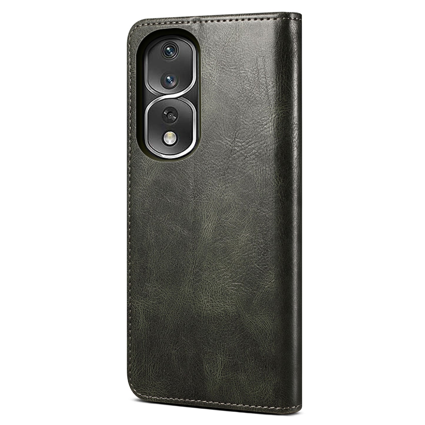 For Honor 80 Pro 5G Waxy Crazy Horse Texture PU Leather Shockproof Phone Case with Stand Wallet