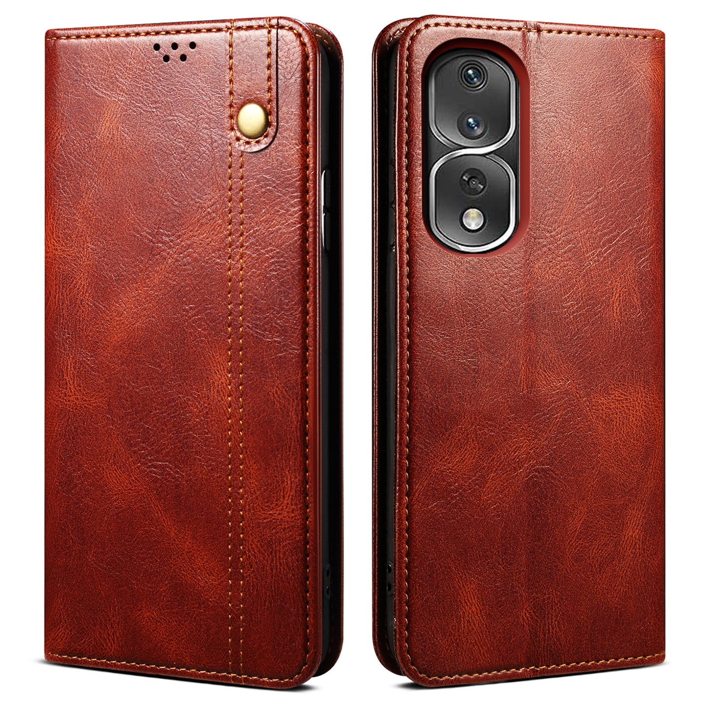 For Honor 80 Pro 5G Waxy Crazy Horse Texture PU Leather Shockproof Phone Case with Stand Wallet