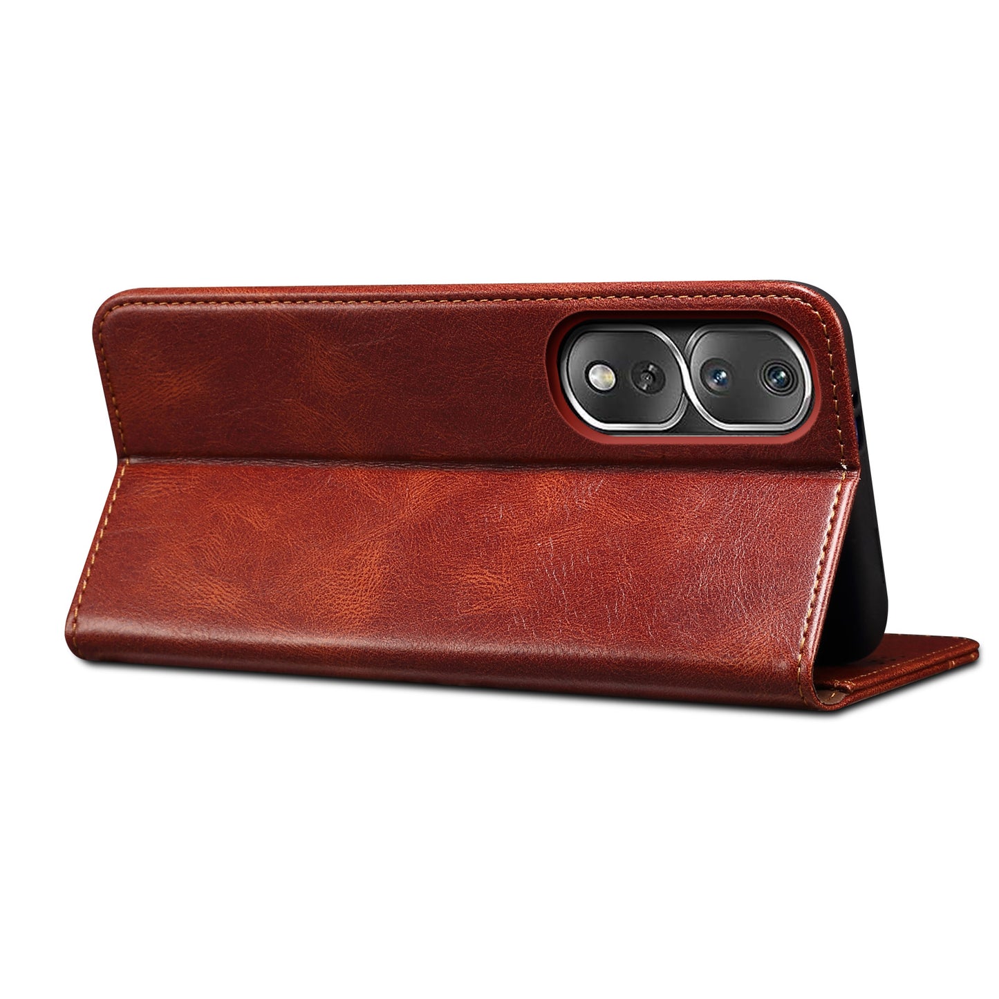 For Honor 80 Pro 5G Waxy Crazy Horse Texture PU Leather Shockproof Phone Case with Stand Wallet