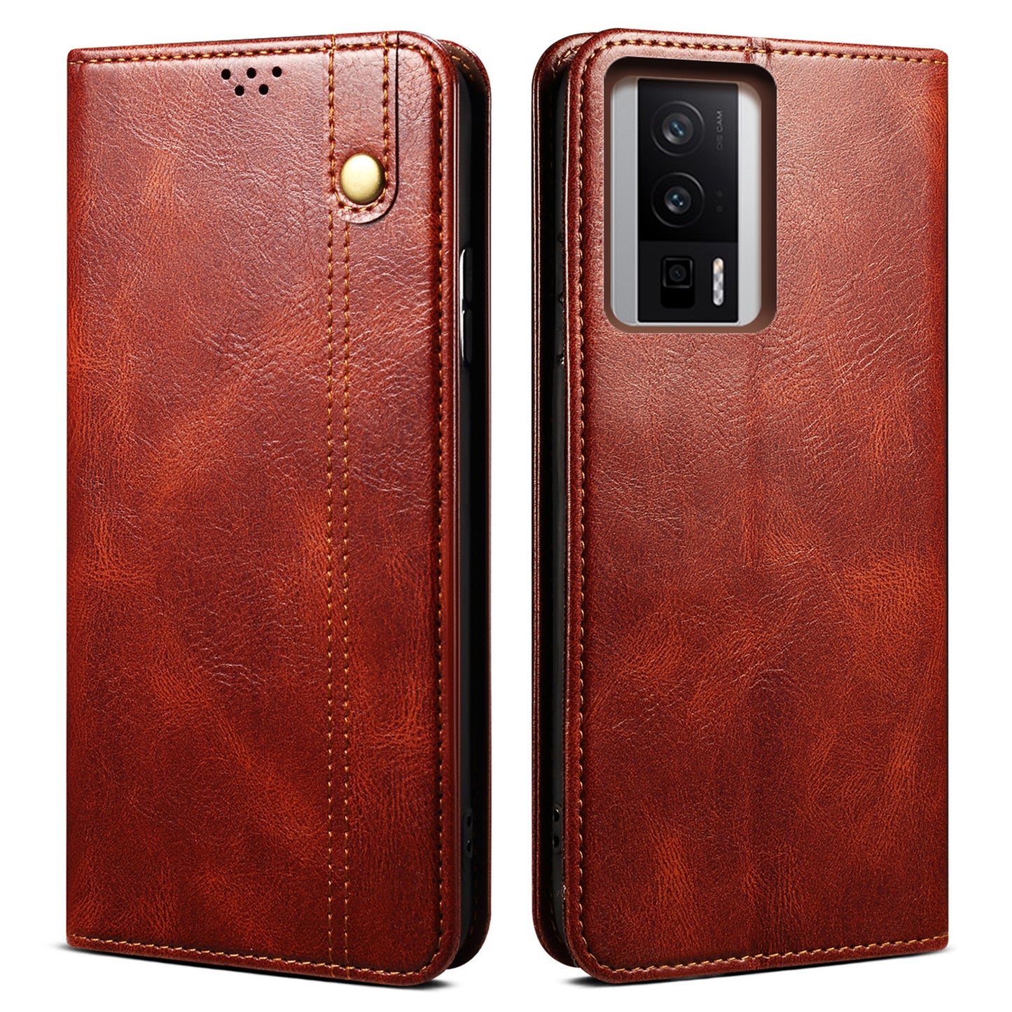 Magnetic Auto-absorbed Phone Case For Xiaomi Poco F5 Pro 5G / Redmi K60 Pro 5G / K60 5G Waxy Crazy Horse Texture Stand Wallet Protective PU Leather Folio Flip Phone Cover