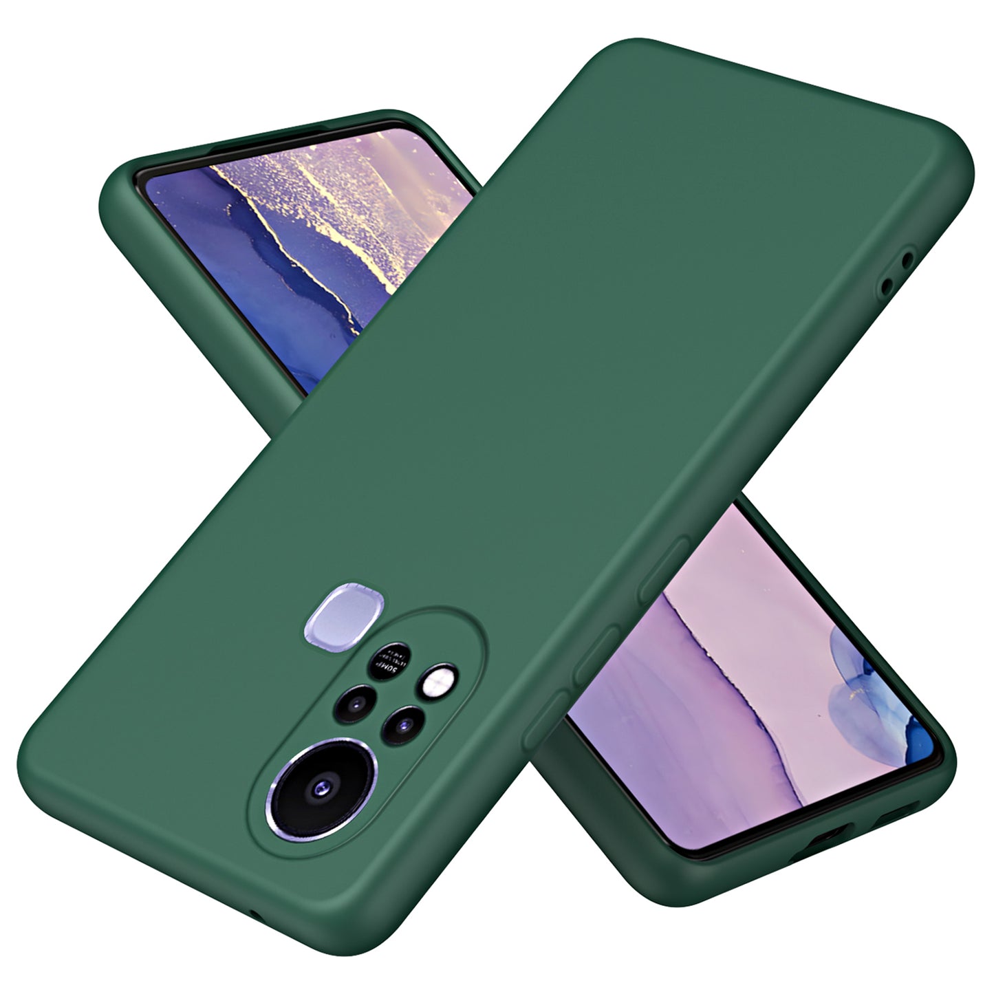 For Infinix Hot 11s Rubberized TPU 2.2mm Thickness Anti-Scratch Phone Case Fiber Lining Cushion Protective Non-slip Back Cover