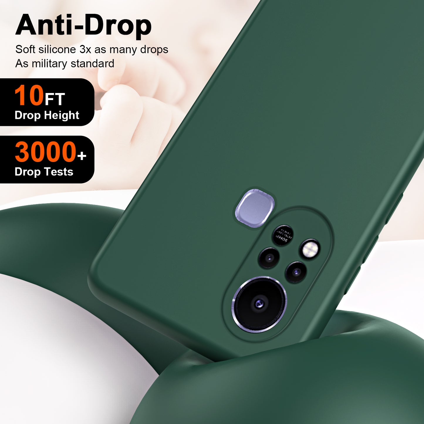 For Infinix Hot 11s Rubberized TPU 2.2mm Thickness Anti-Scratch Phone Case Fiber Lining Cushion Protective Non-slip Back Cover