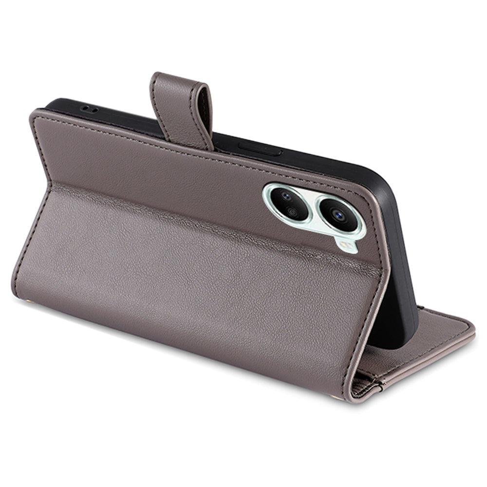 For Huawei nova 10 SE 4G PU Leather Hands-free Stand Case Zipper Pocket Card Slots Flip Phone Cover with Wrist Strap and Shoulder Strap