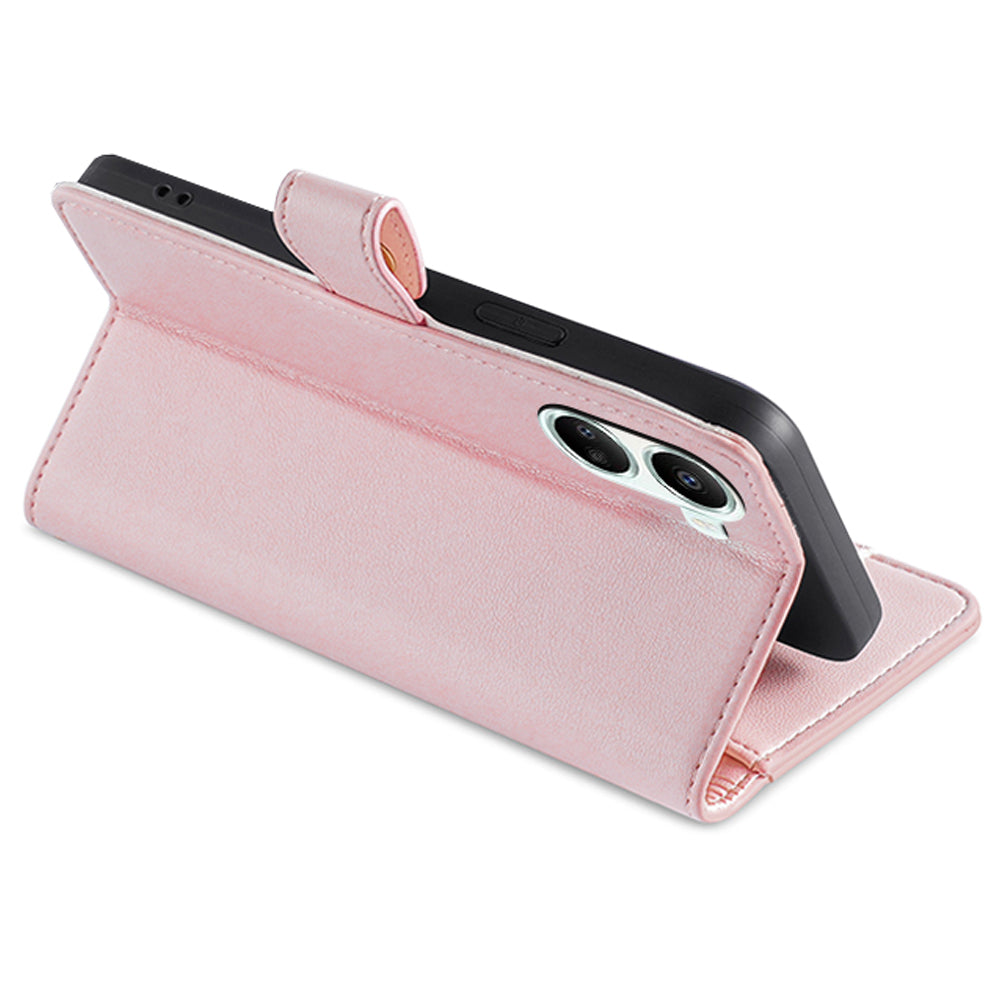 For Huawei nova 10 SE 4G PU Leather Hands-free Stand Case Zipper Pocket Card Slots Flip Phone Cover with Wrist Strap and Shoulder Strap