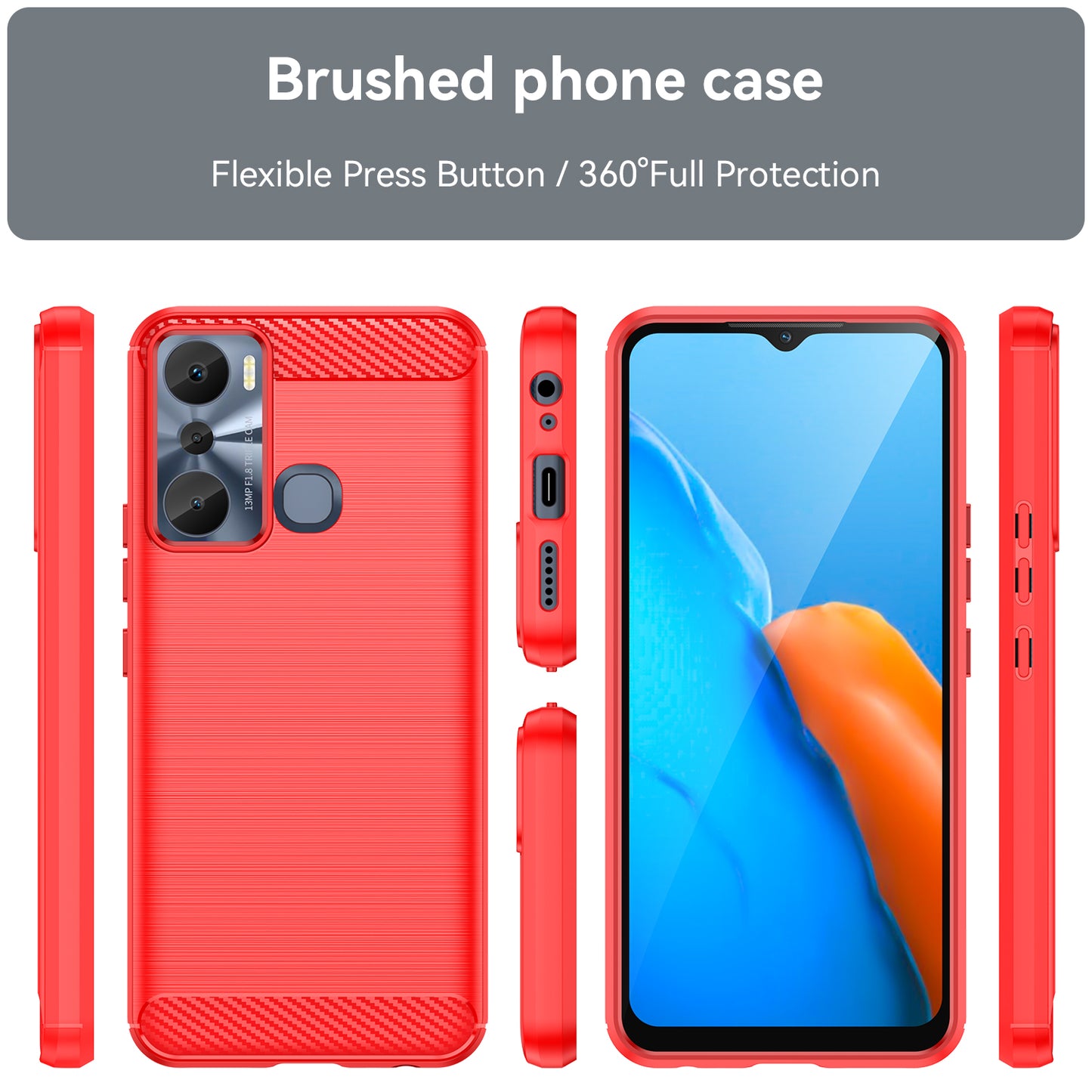 For Infinix Hot 20i 4G Carbon Fiber Texture Phone Case Soft TPU Brushed Surface Anti-Fingerprint Cover