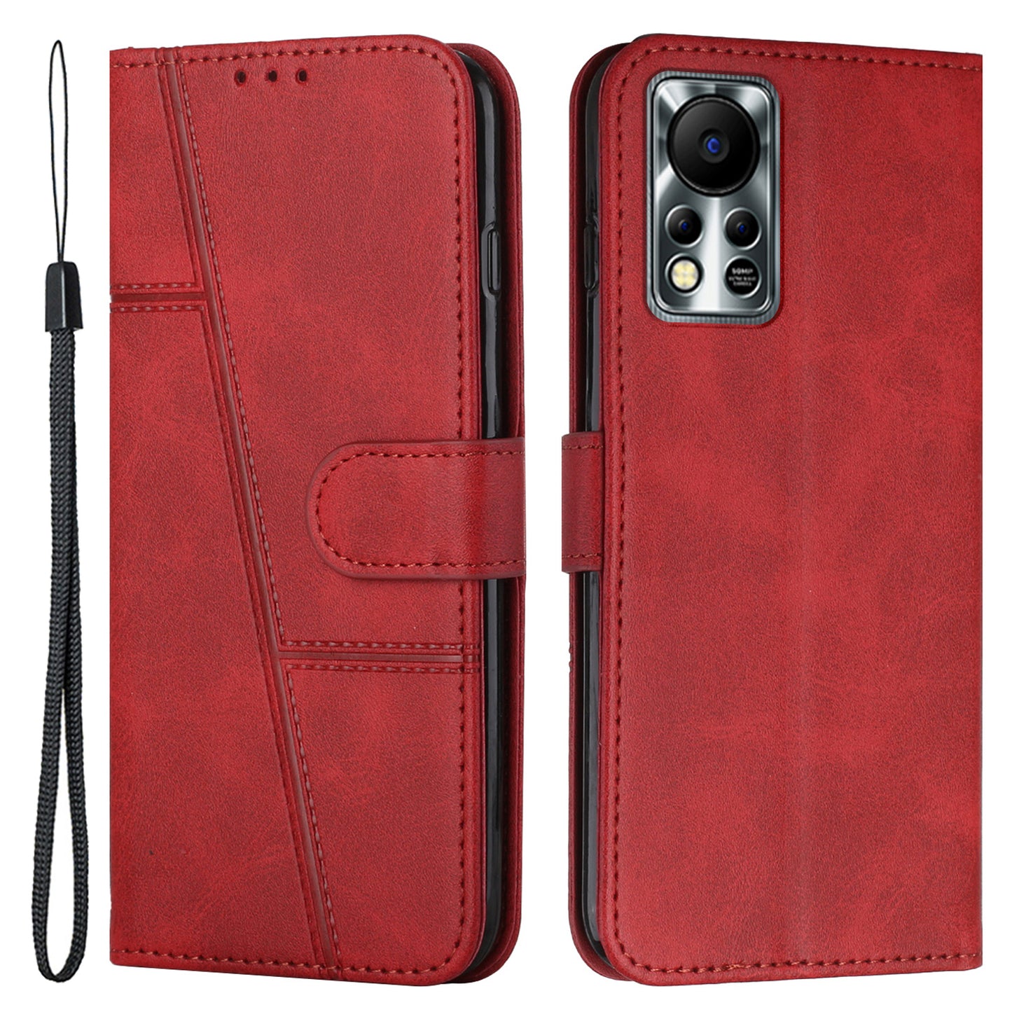 For Infinix Hot 11s NFC 4G Stitching PU Leather Flip Phone Case Stand Full Body Protective Wallet Cover with Strap